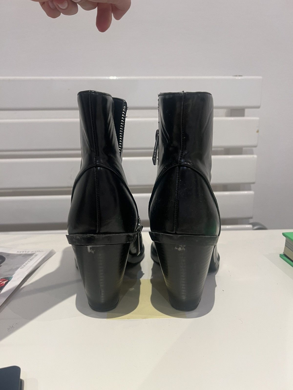 Zara Black Leather Heeled Boots Size US 10 / IT 40 - 4 Thumbnail