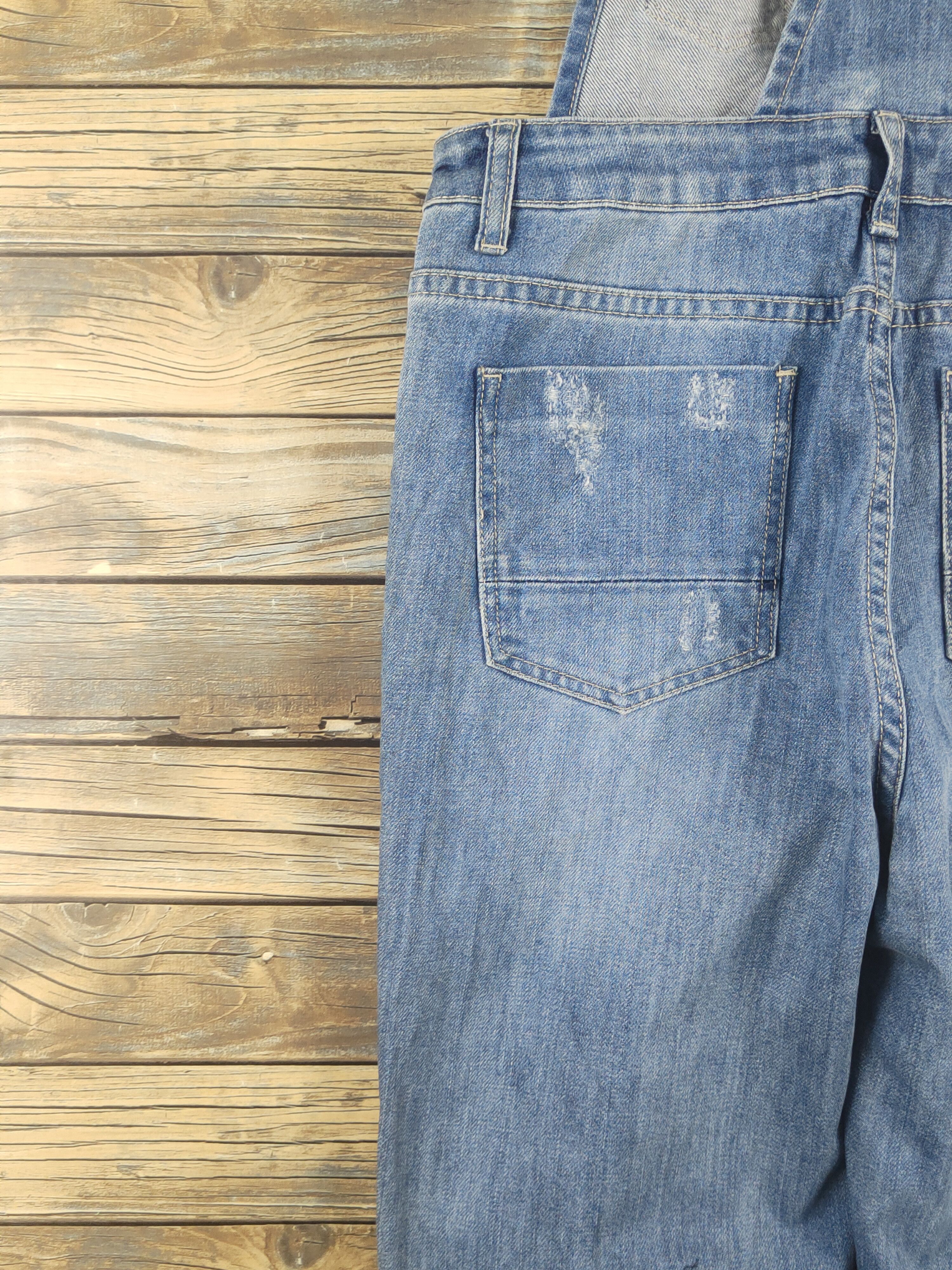 Japanese Brand × Vintage Vintage by Q's Blue Distressed Denim Jumpsuits Size 31" - 13 Thumbnail