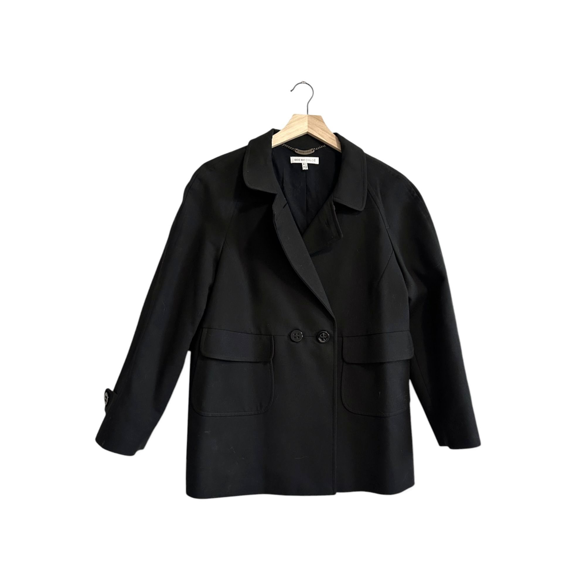 See by Chloe See by Chloe Black Cotton Pea Coat/Jacket, Size US10/Italy 4 Size L / US 10 / IT 46 - 1 Thumbnail