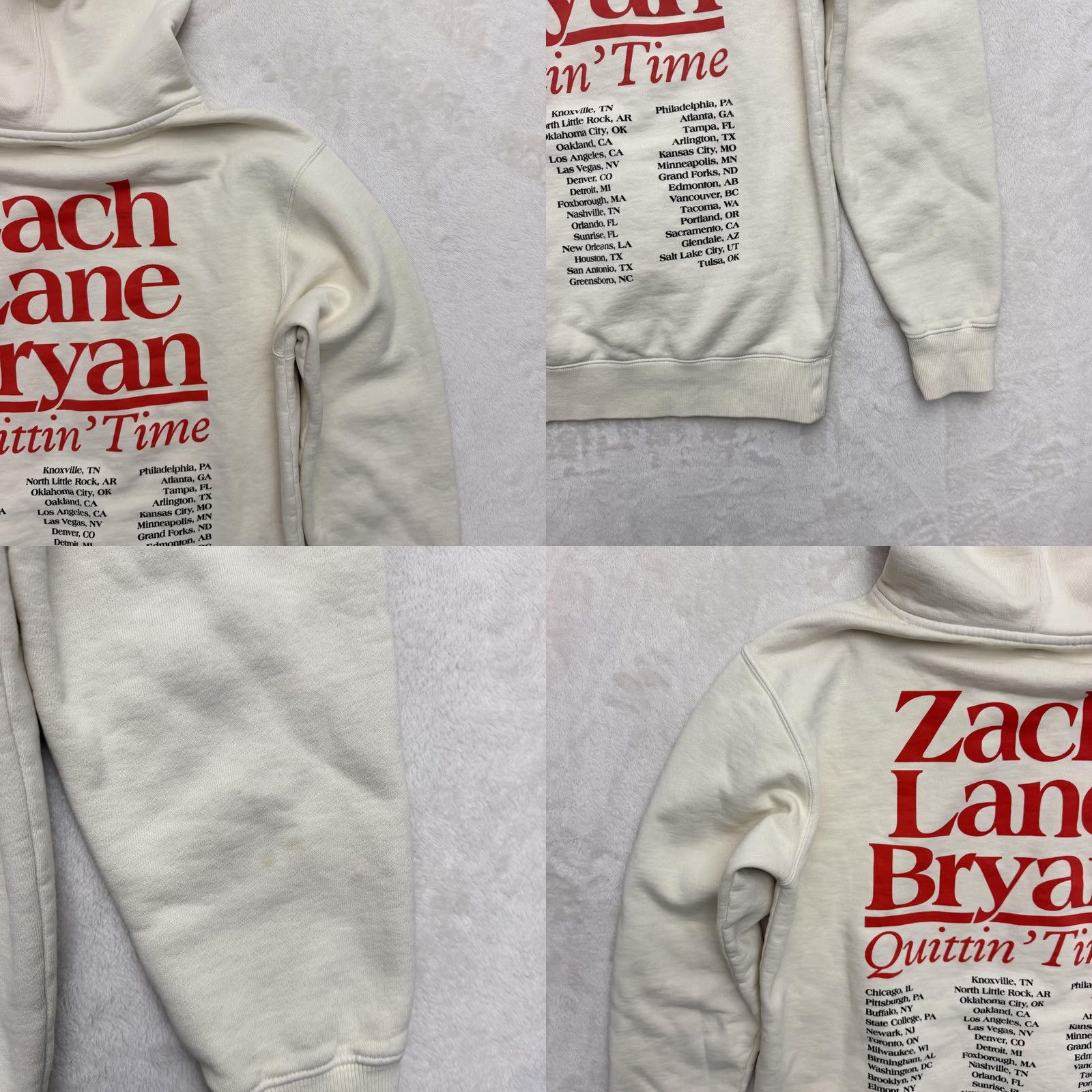 Vintage Zach Bryan Sweater Hoodie Mens Medium White Quittin Time Tour Fleece Graphic Size US M / EU 48-50 / 2 - 9 Thumbnail