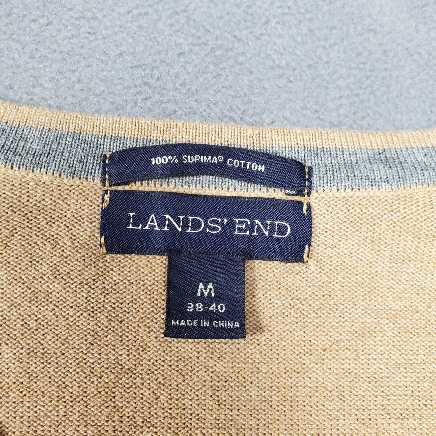 Lands' End Lands' End Sweater Mens Medium Brown Supima Cotton Long Sleeve V-Neck Pullover Knit Size US M / EU 48-50 / 2 - 4 Thumbnail