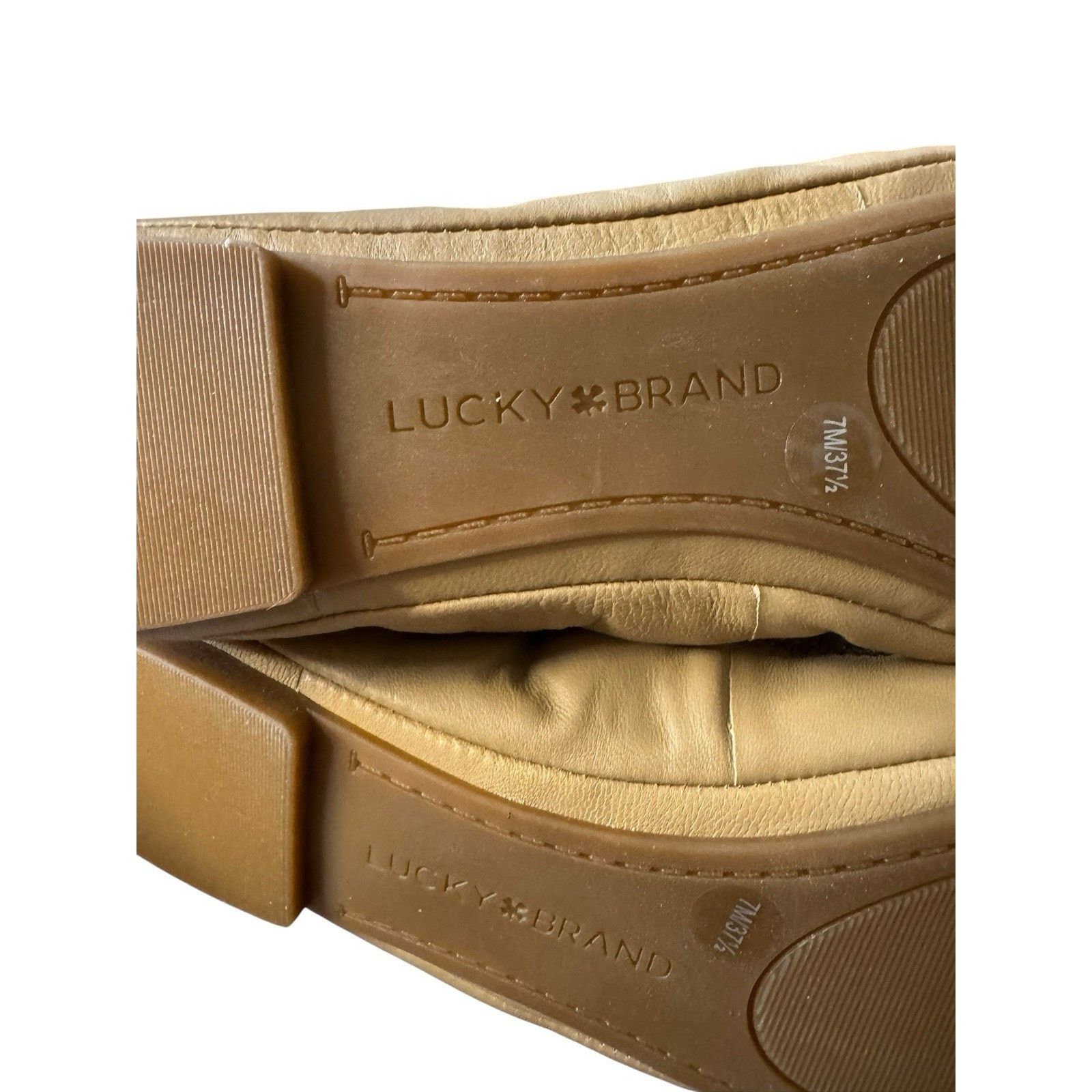 Lucky Brand Lucky Brand NEW Emmie Women's Beige Tan Leather Ballet Flats Size US 7 / IT 37 - 8 Thumbnail