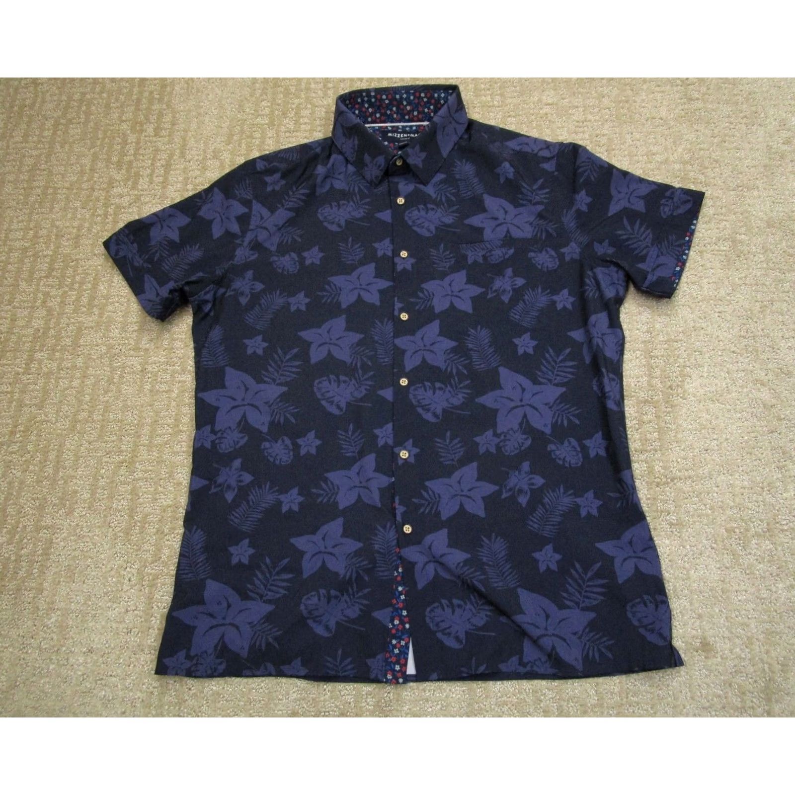 Mizzen+Main Mizzen+Main Shirt Men M Blue Short Sleeve Button Up Leeward Floral Hawaiian Size US M / EU 48-50 / 2 - 2 Thumbnail