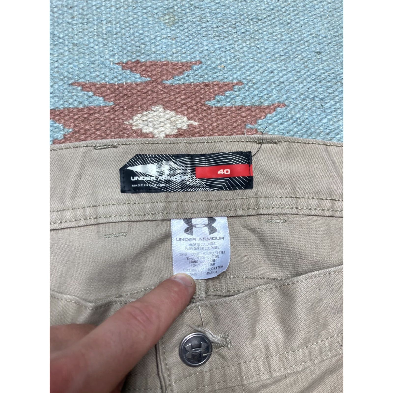Under Armour Under armour Shorts Cotton Polyester Flat Front Carpenter Golf Casual Mens 40 Beige Chino Flat Front 11.5” Inseam 13” Leg Opening Mens Size US 40 / EU 56 - 5 Thumbnail
