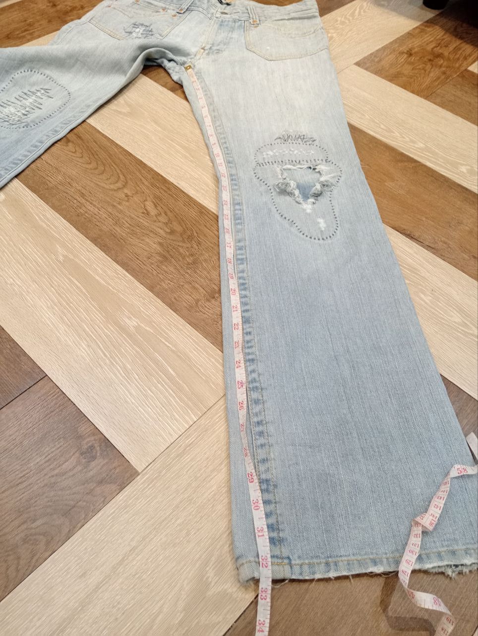If Six Was Nine JAPANESE CUSTOM CULTURE FLARED JEANS Size US 33 - 20 Thumbnail