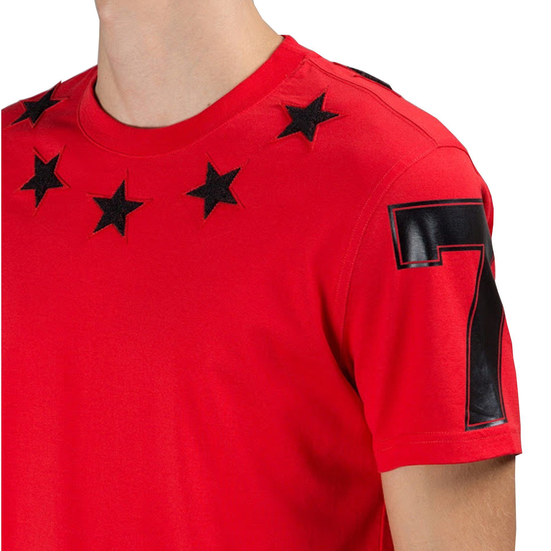 Givenchy Red and Black Felt 5 Stars T-Shirt Size US XS / EU 42 / 0 - 4 Thumbnail