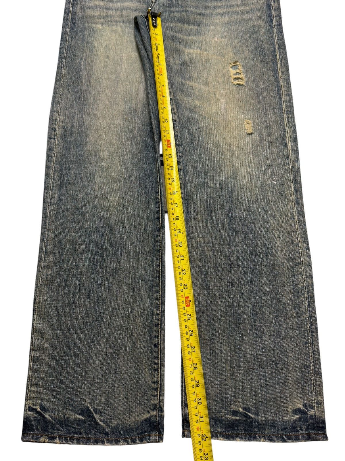 14th Addiction Vintage Y2K Japanese Brand Blue Mud Wash Whiskers Wide Leg Size US 34 / EU 50 - 11 Thumbnail