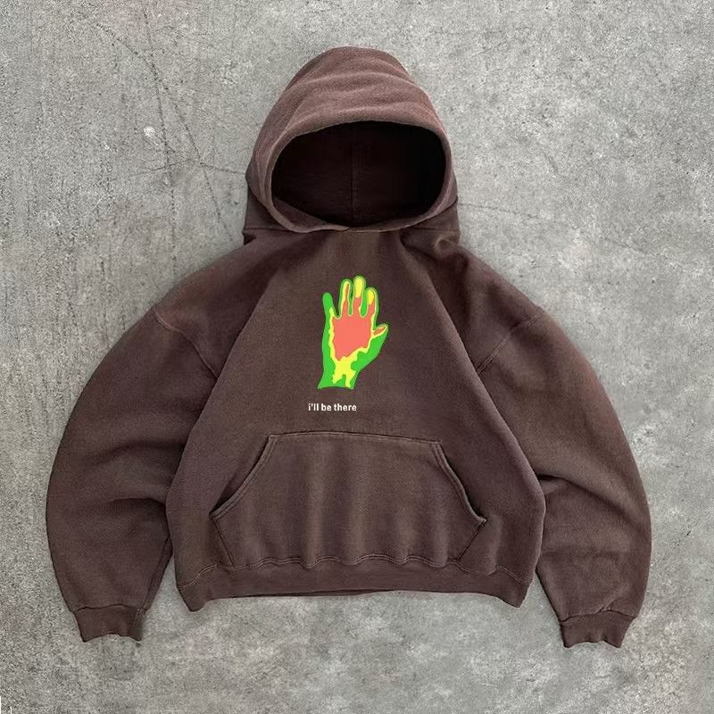 Japanese Brand × Vintage Brown washed vintage palm print cotton hoodie Size US L / EU 52-54 / 3 - 1 Thumbnail