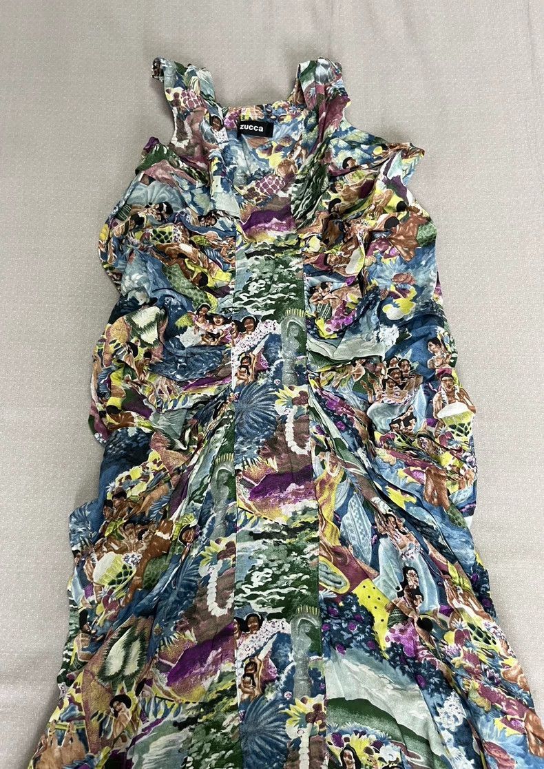 Yohji Yamamoto Unique Pleated Dress with Vintage Print-2506 Size M / US 6-8 / IT 42-44 - 3 Thumbnail