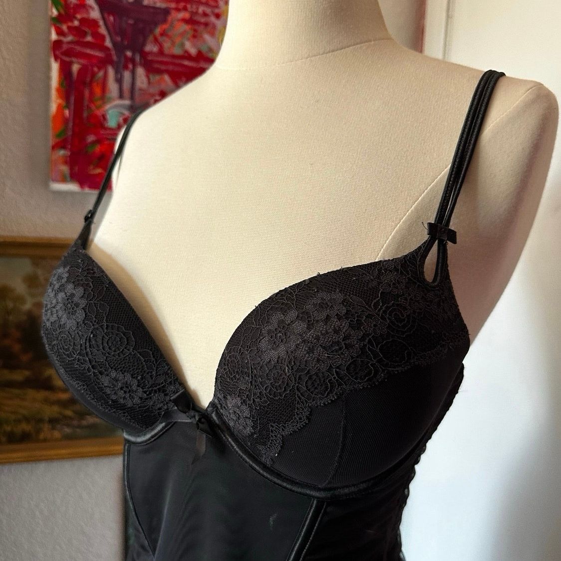 Victoria's Secret victorias secret black lace push up bra corset top Size ONE SIZE - 2 Thumbnail