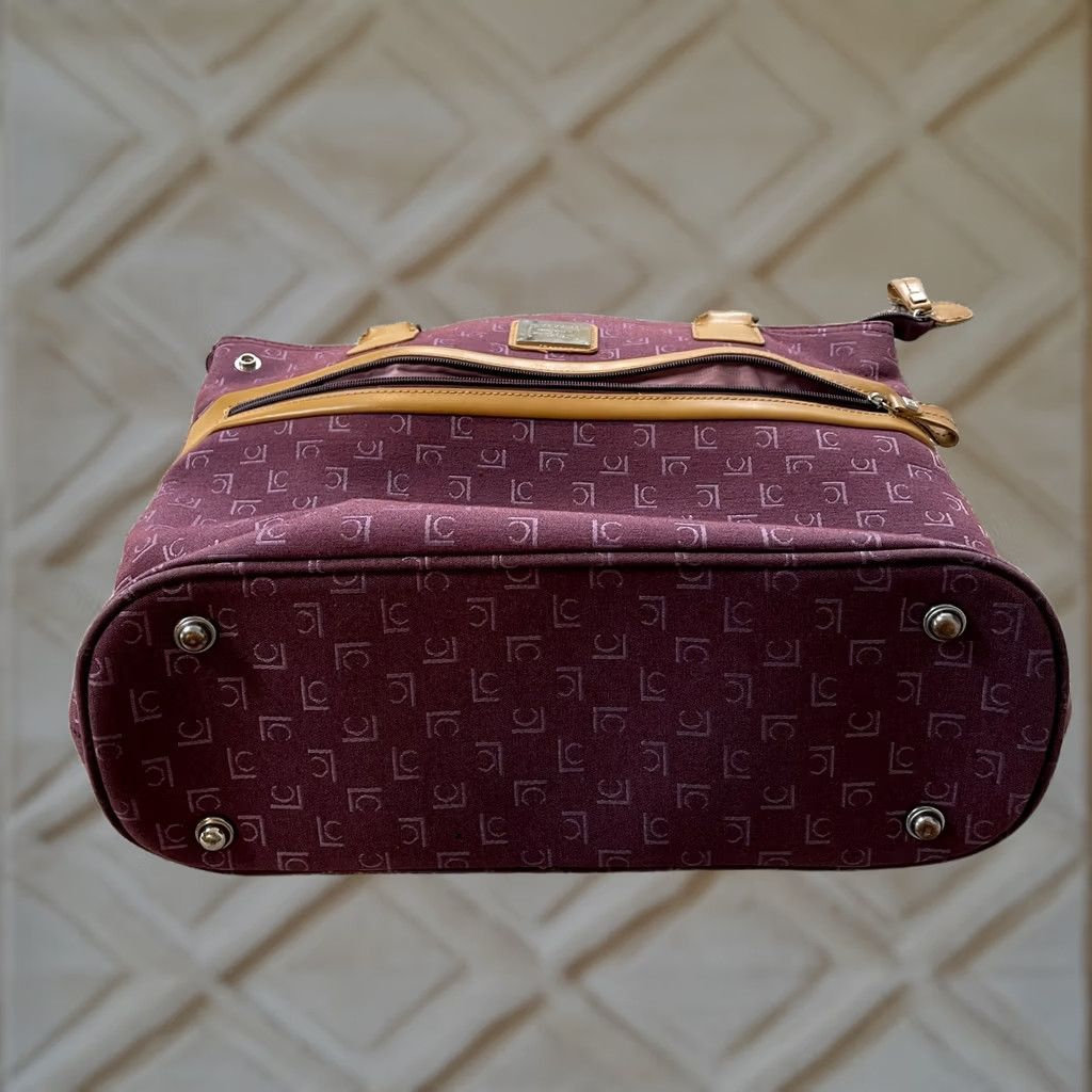 Liz Claiborne Liz Claiborne Handbag Purse Womens Purple Canvas Leather Double Handles Fold-Top Zip Bag Size ONE SIZE - 1 Thumbnail