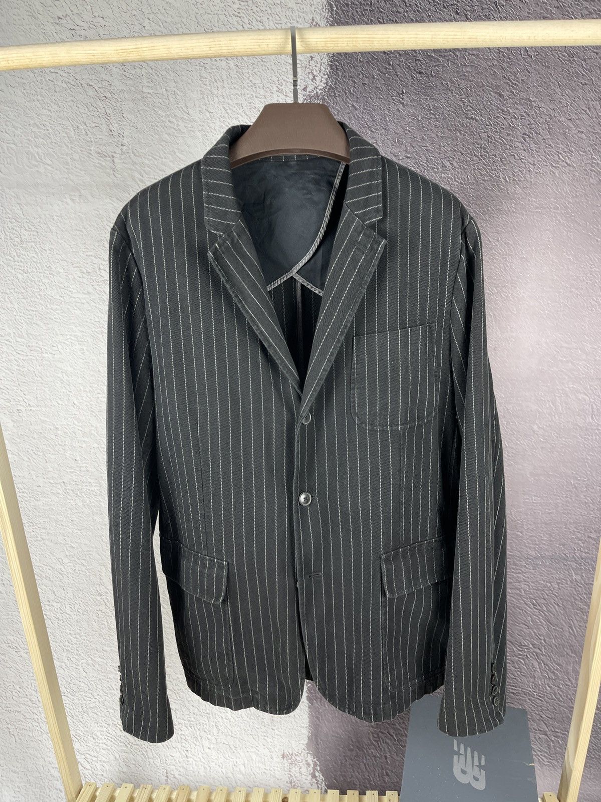 Polo Ralph Lauren Polo Ralph Lauren black striped cotton unlined blazer Size 46R - 1 Thumbnail