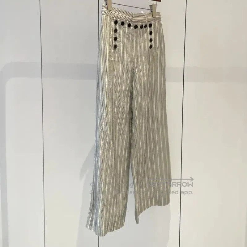 Dior Dior Summer Gray Striped Cotton Relaxed Pants . Size 28" / US 6 / IT 42 - 3 Thumbnail