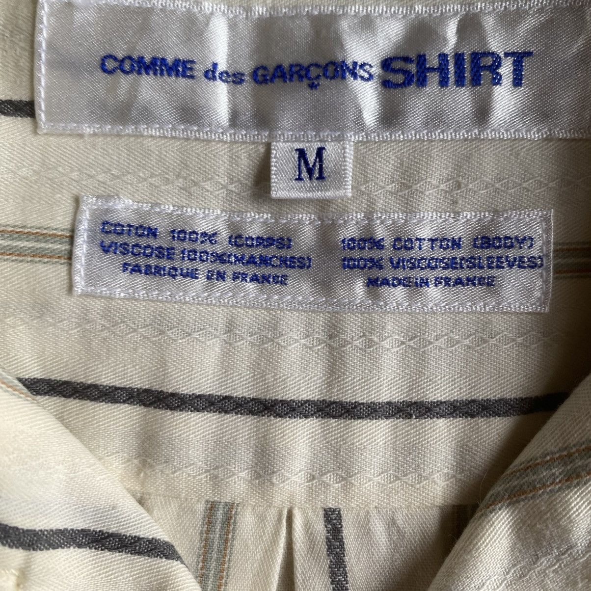Comme des Garcons Vintage 90’s Stripes Rayon Sleeve Oversize Shirt Size US M / EU 48-50 / 2 - 4 Thumbnail