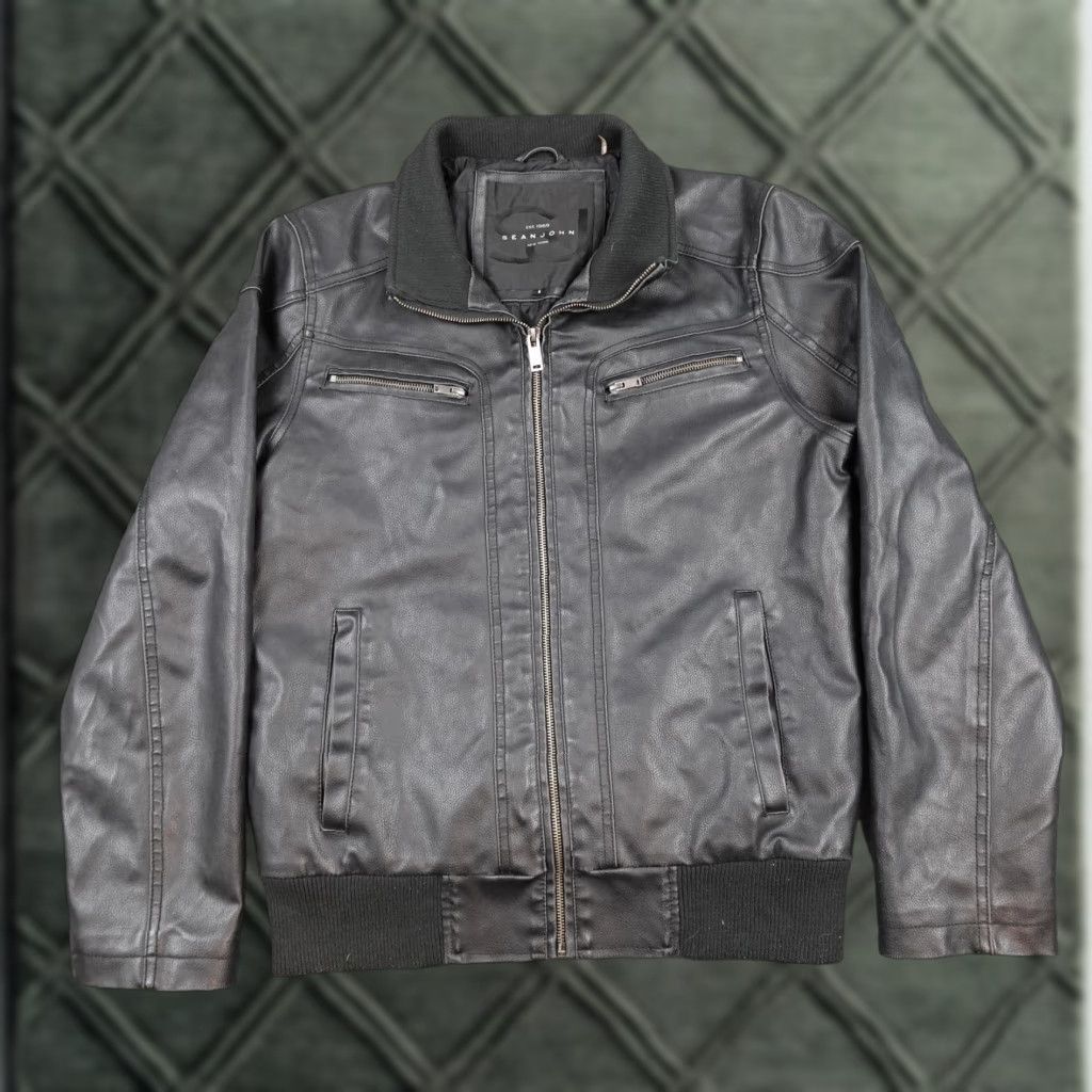Sean John Sean John Jacket Mens Small Black Faux Leather Full Zip Bomber Padded Pockets Size US S / EU 44-46 / 1 - 1 Thumbnail