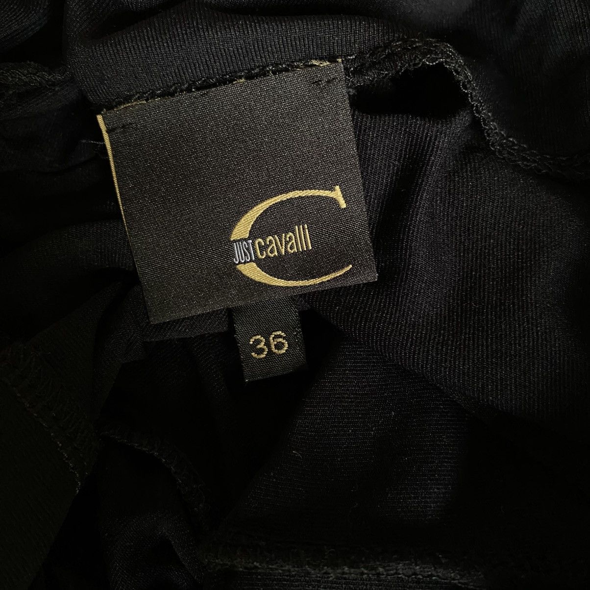 Just Cavalli Just Cavalli Black Draped Top with Braided Belt Detail Size XS / US 0-2 / IT 36-38 - 9 Thumbnail