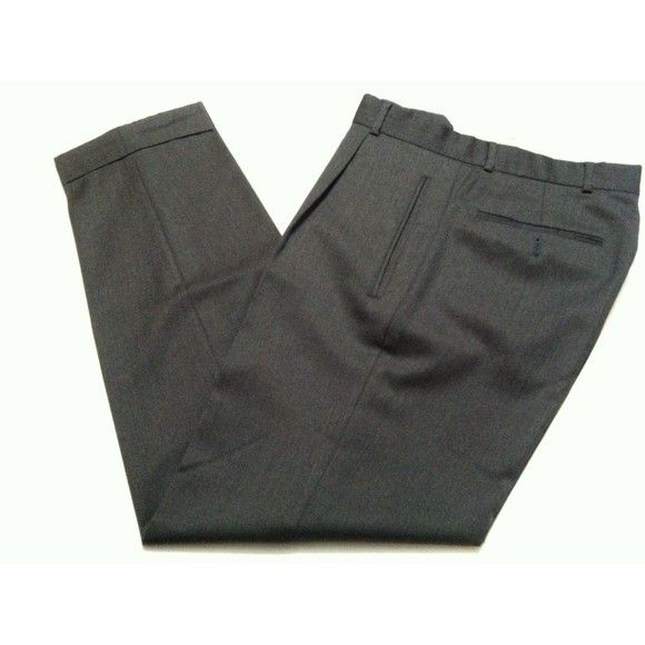 Hugo Boss HUGO BOSS MEN'S CHARCOAL 100%WOOL PLEATED DRESS PANTS 36/30 Size 36R - 2 Thumbnail