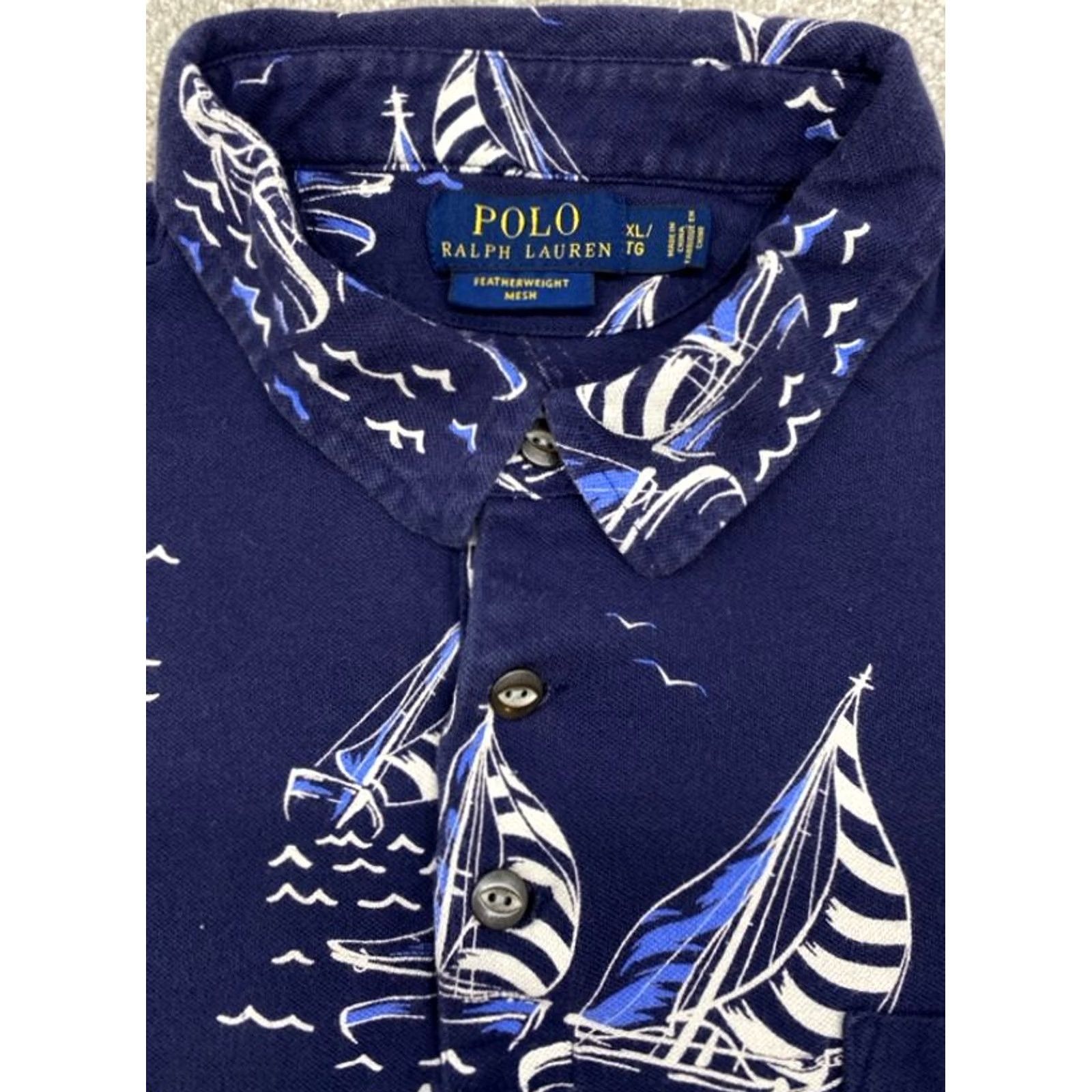 Polo Ralph Lauren Polo Ralph Lauren Polo Shirt XL Men Blue Sailboats Cotton Short Sleeve Size US XL / EU 56 / 4 - 2 Thumbnail