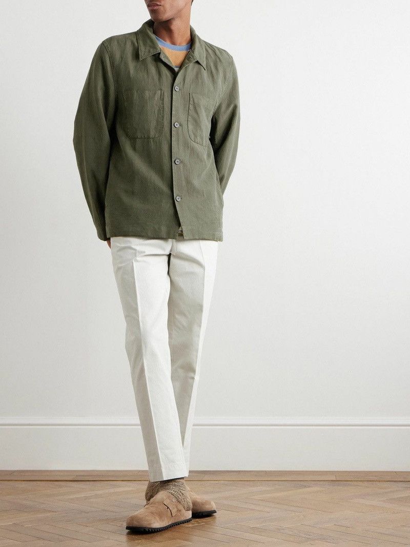 Officine Generale Officine Générale Harrison Linen Cotton Overshirt - Green Size US M / EU 48-50 / 2 - 2 Thumbnail