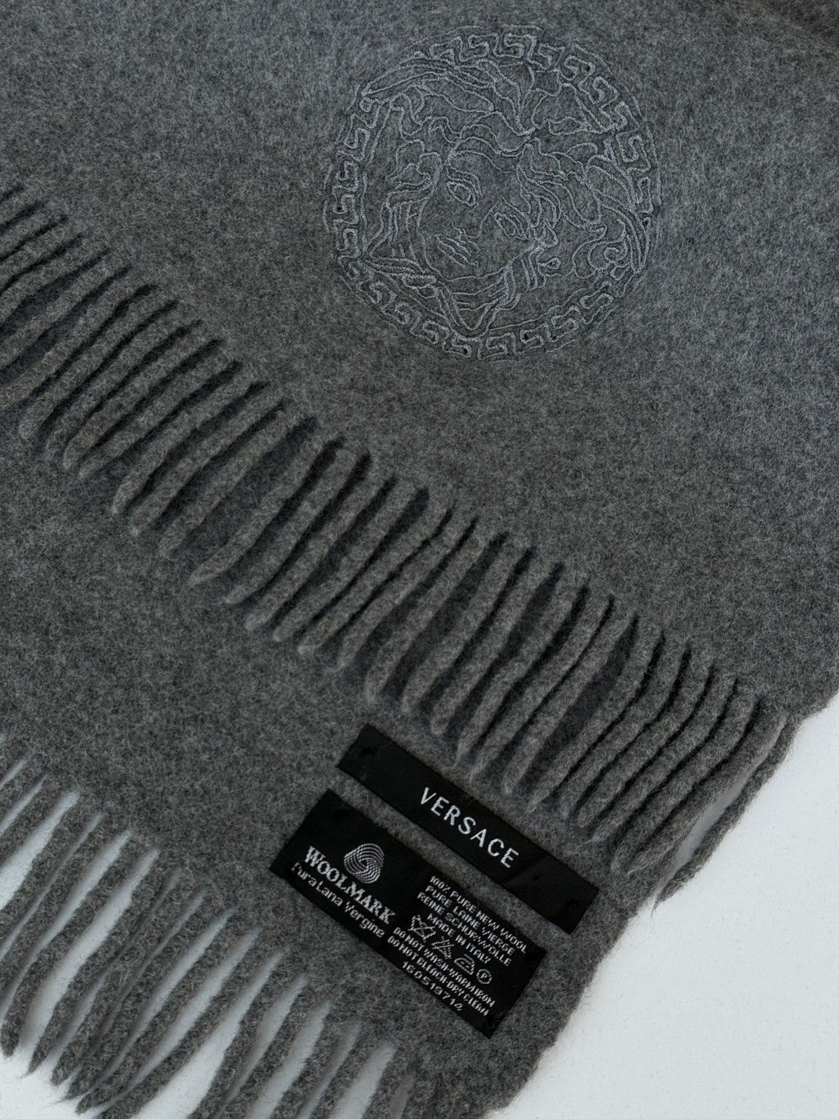 Versace Versace Medusa Embroidered Wool Gray Scarf Size ONE SIZE - 6 Thumbnail