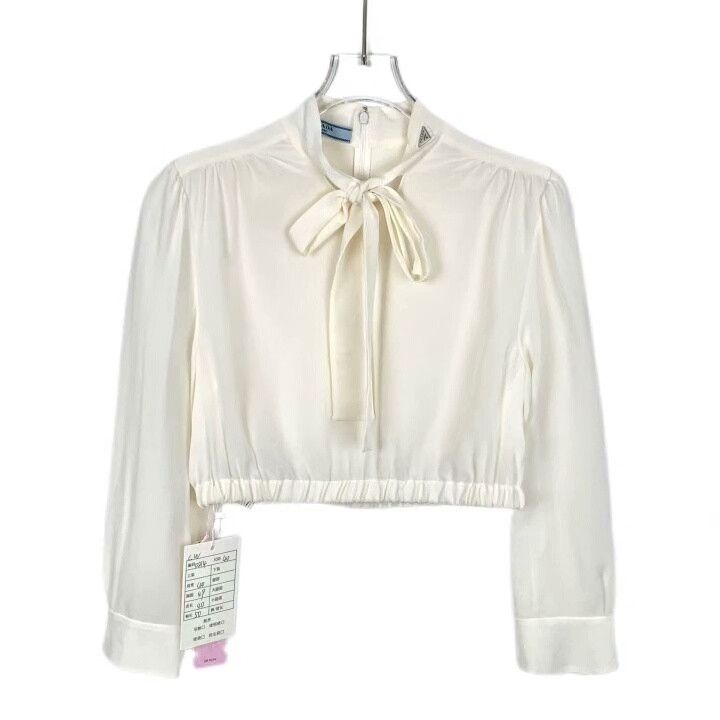 Prada Prada Silk Bow Triangle Logo Shirt Size S / US 4 / IT 40 - 1 Thumbnail