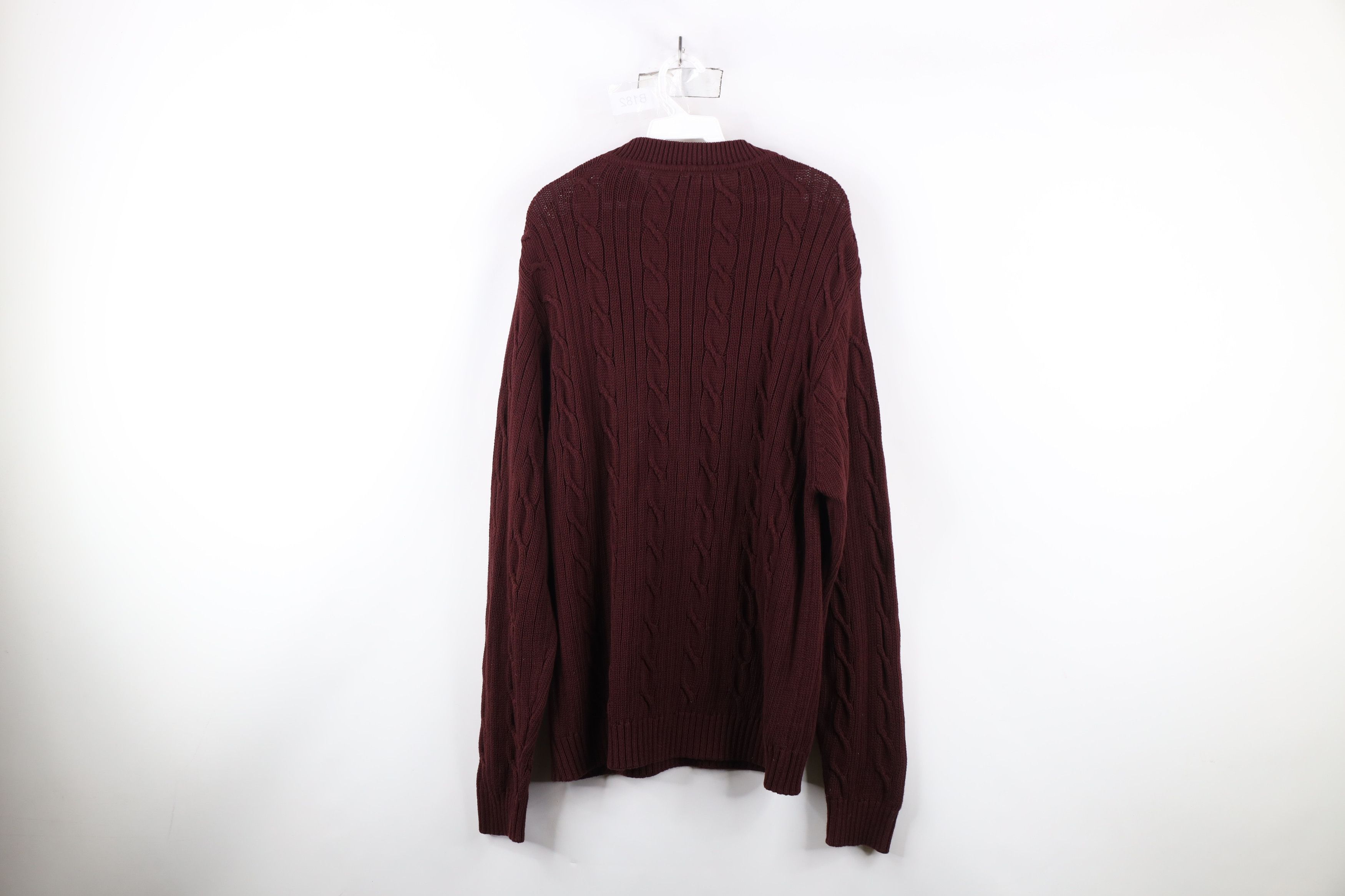 Vintage Vintage 90s Streetwear Ribbed Cable Knit Sweater Burgundy Size US L / EU 52-54 / 3 - 9 Thumbnail