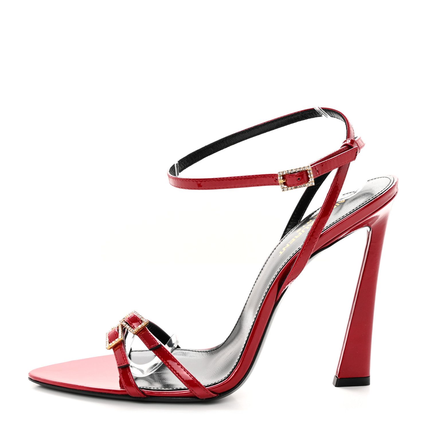 oc11z10524 Patent Ankle Strap Sandals in Red