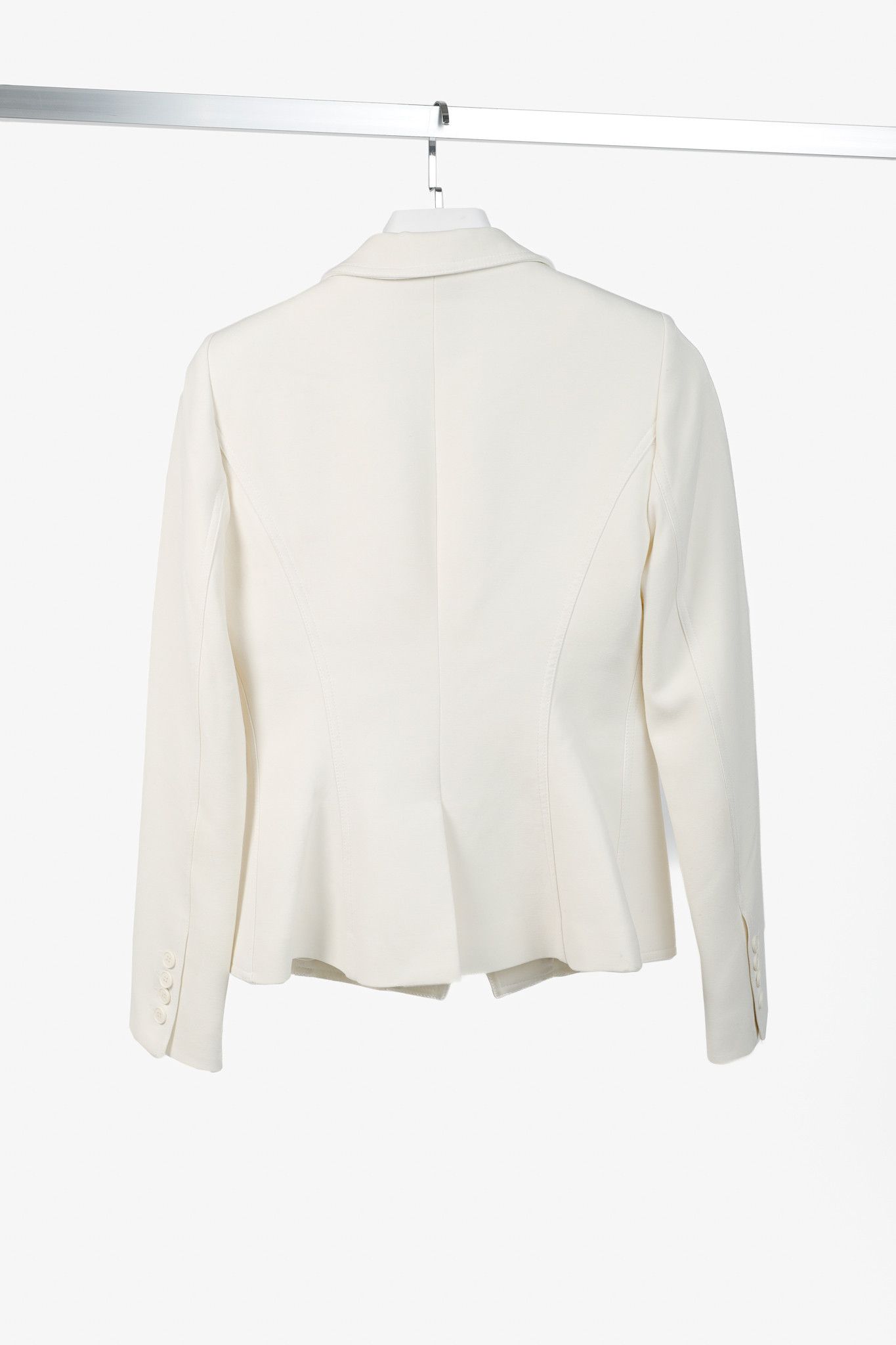 SMYTHE Smythe White Ponte 3-Button Wrap Blazer Size M / US 6-8 / IT 42-44 - 2 Thumbnail