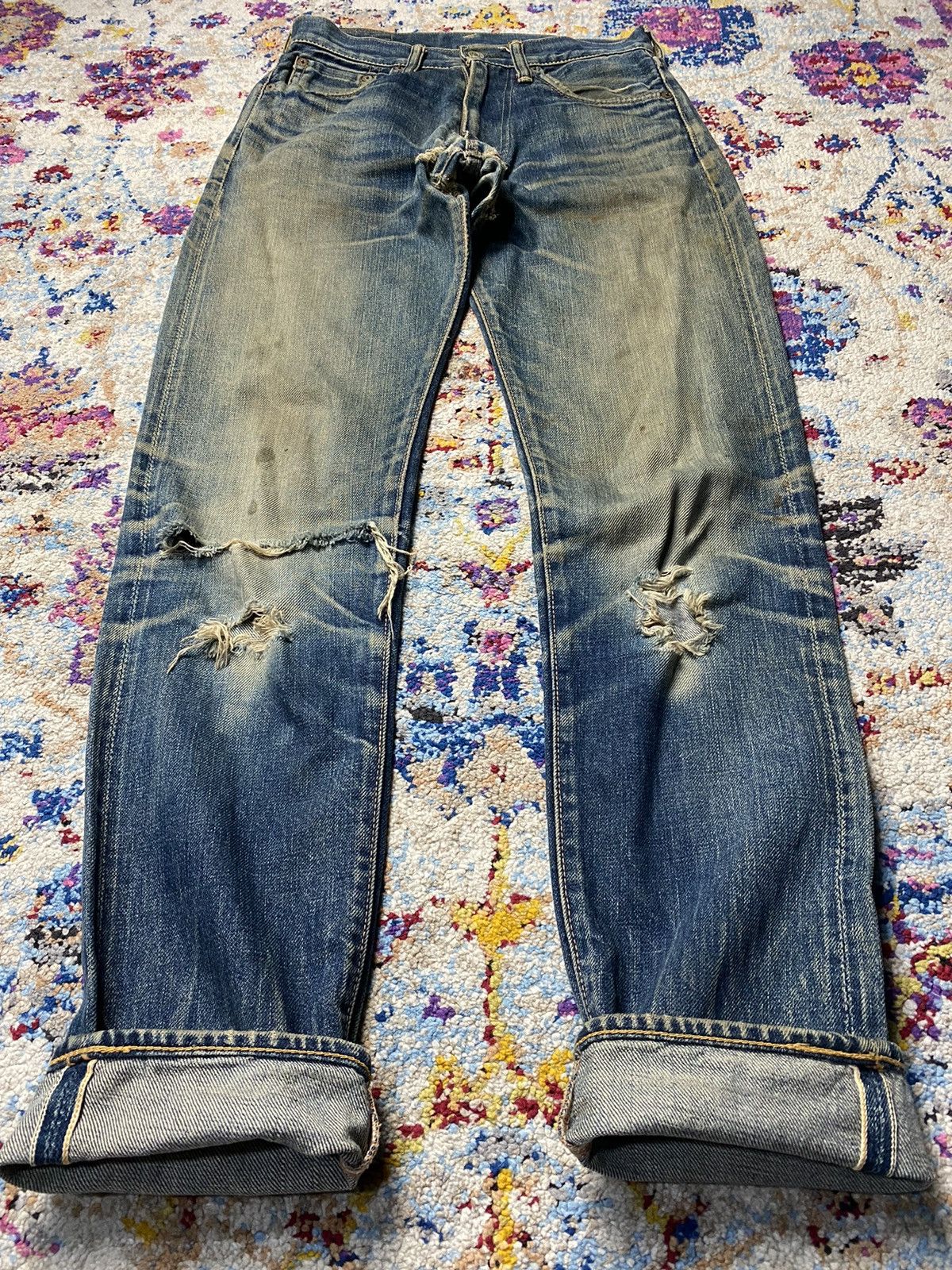 Evisu × Vintage Vintage Evisu Selvedge Slim Straight Distressed Jeans W27 Size US 27 - 7 Thumbnail