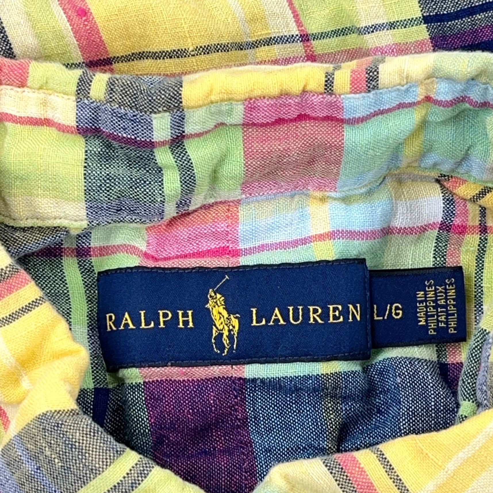Ralph Lauren Ralph Lauren Linen Shirt Men L Yellow Pink Blue Button Up Tartan Plaid Prep Shirt Size US L / EU 52-54 / 3 - 6 Thumbnail