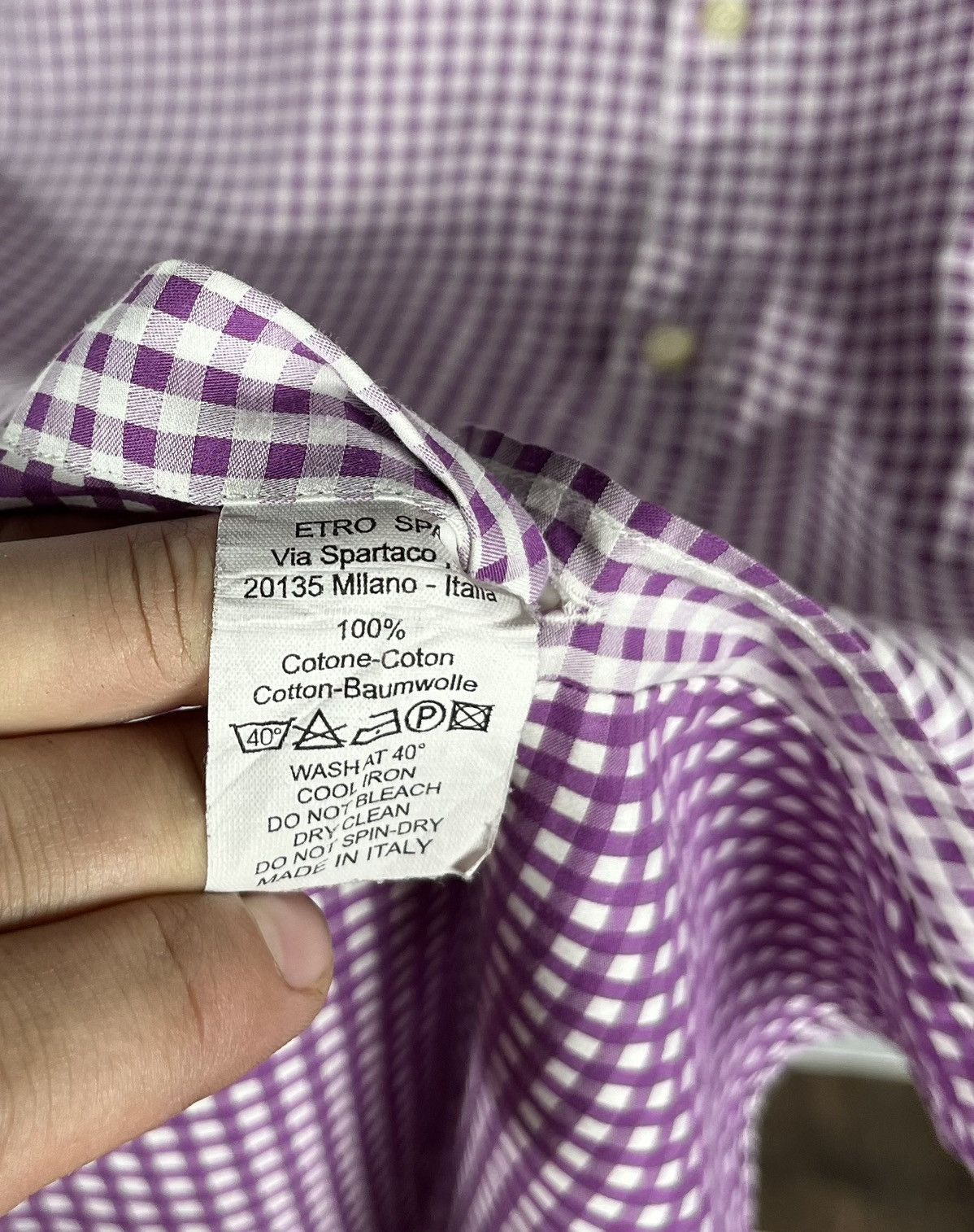 Etro Etro Milano Shirt Men’s Size 40 – Purple Gingham Slim Fit Size US L / EU 52-54 / 3 - 6 Thumbnail