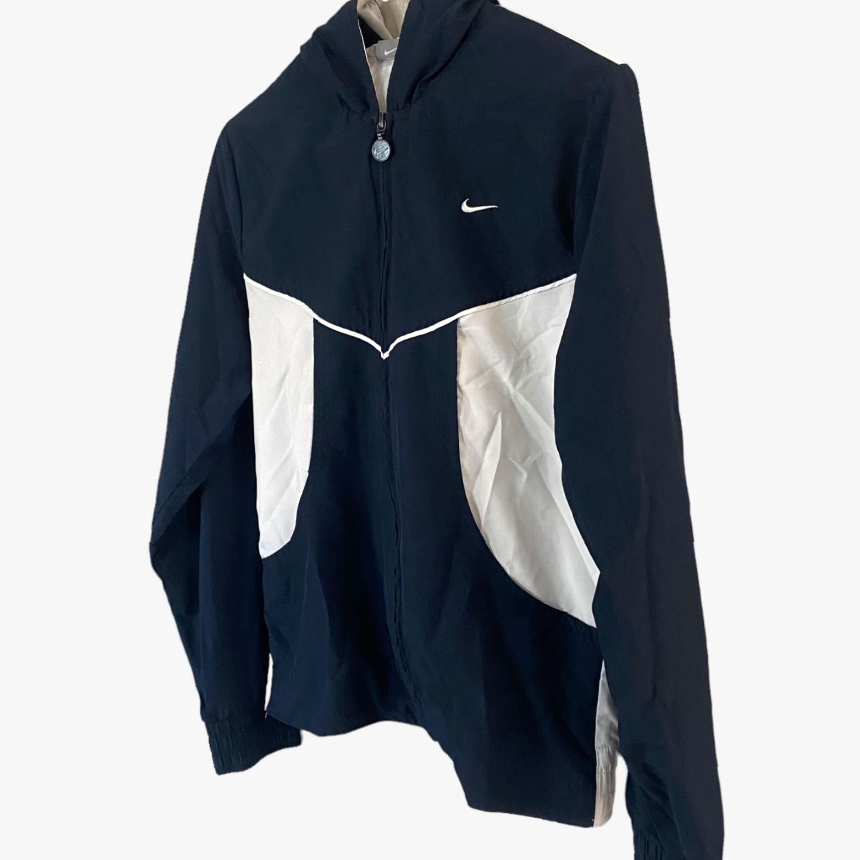 Nike VINTAGE Nike Sportswear Hooded Windbreaker Womens Medium Blue White Retro Full-Zip Size M / US 6-8 / IT 42-44 - 2 Thumbnail