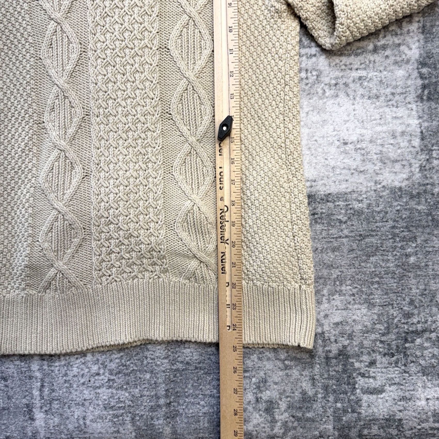 Vintage L.L. Bean Sweater Women Small Beige Signature Cotton Funnel Neck Cable Knit Pullover Regular Long Sleeve High Neck Fall Winter Spring Mens Womens Size S / US 4 / IT 40 - 7 Thumbnail
