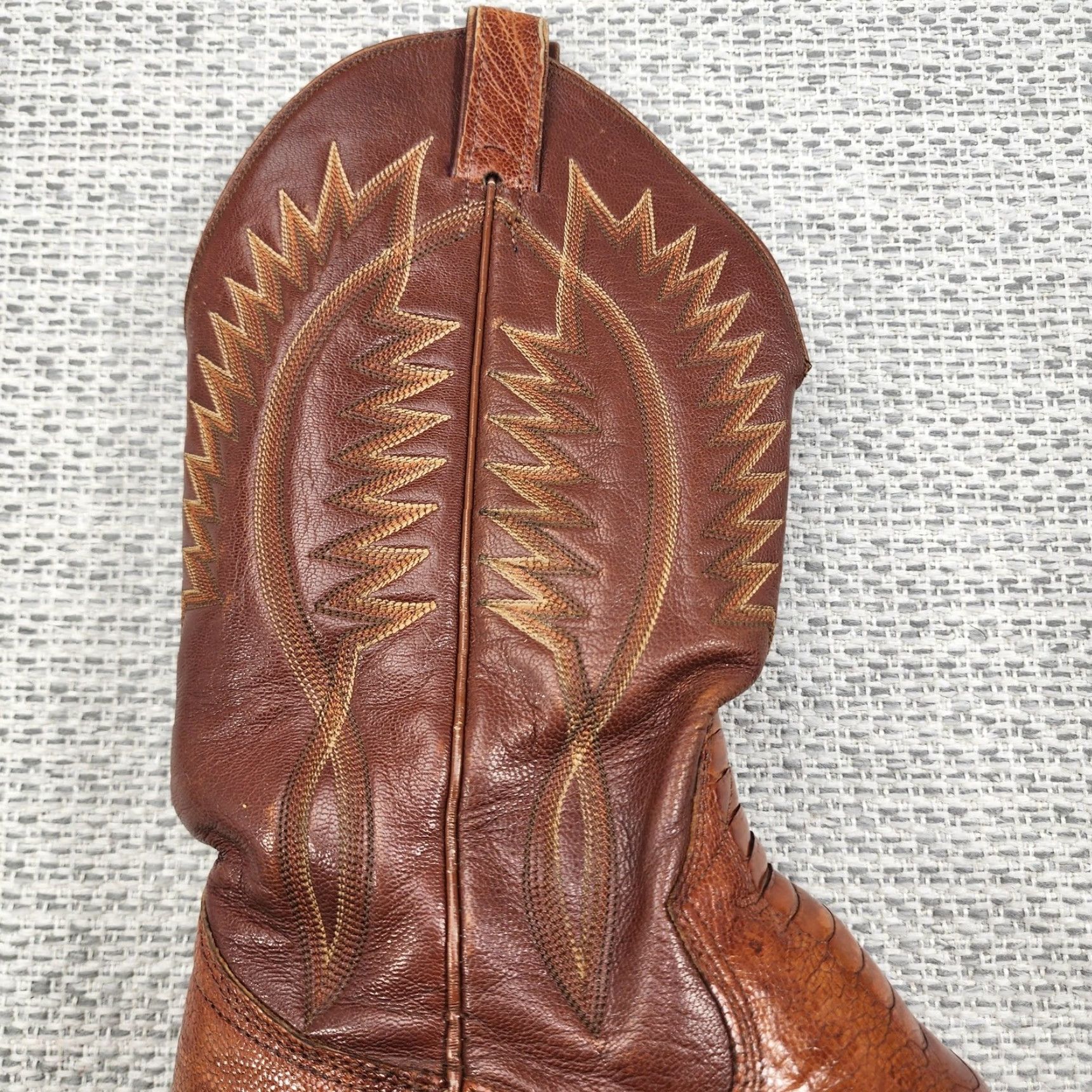Sanders VINTAGE Sanders Snake Skin Cowboy Boots Mens Size 8.5 Brown Western Hand Made Boots - Western, Cowboy, Leather, Pointed Toe, Pull On, 8.5 Mens Size US 9 / EU 42 - 6 Thumbnail