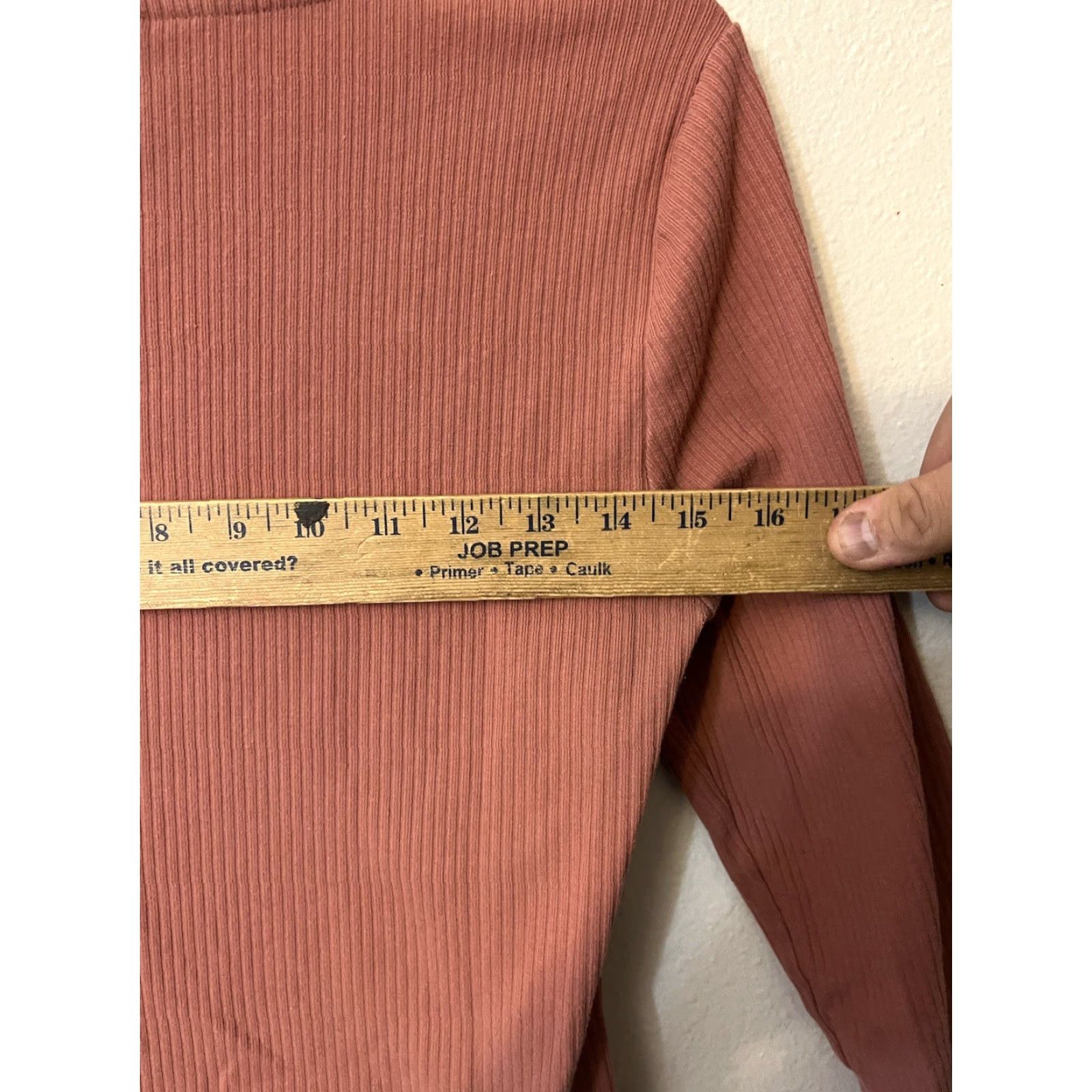 Old Navy Old Navy Bodysuit Long-Sleeve Square-Neck Pink Salmon Size Large Regular Women's Solid Knit Cotton Spandex Elastane Size L / US 10 / IT 46 - 6 Thumbnail