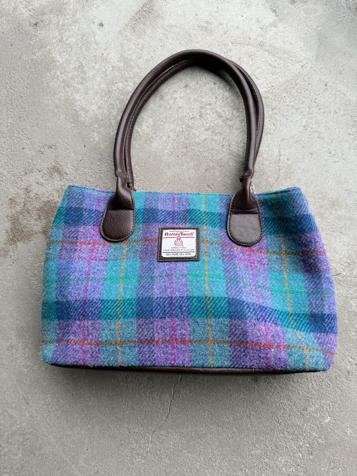 Harris Tweed Wool Vintage Bag Checkered