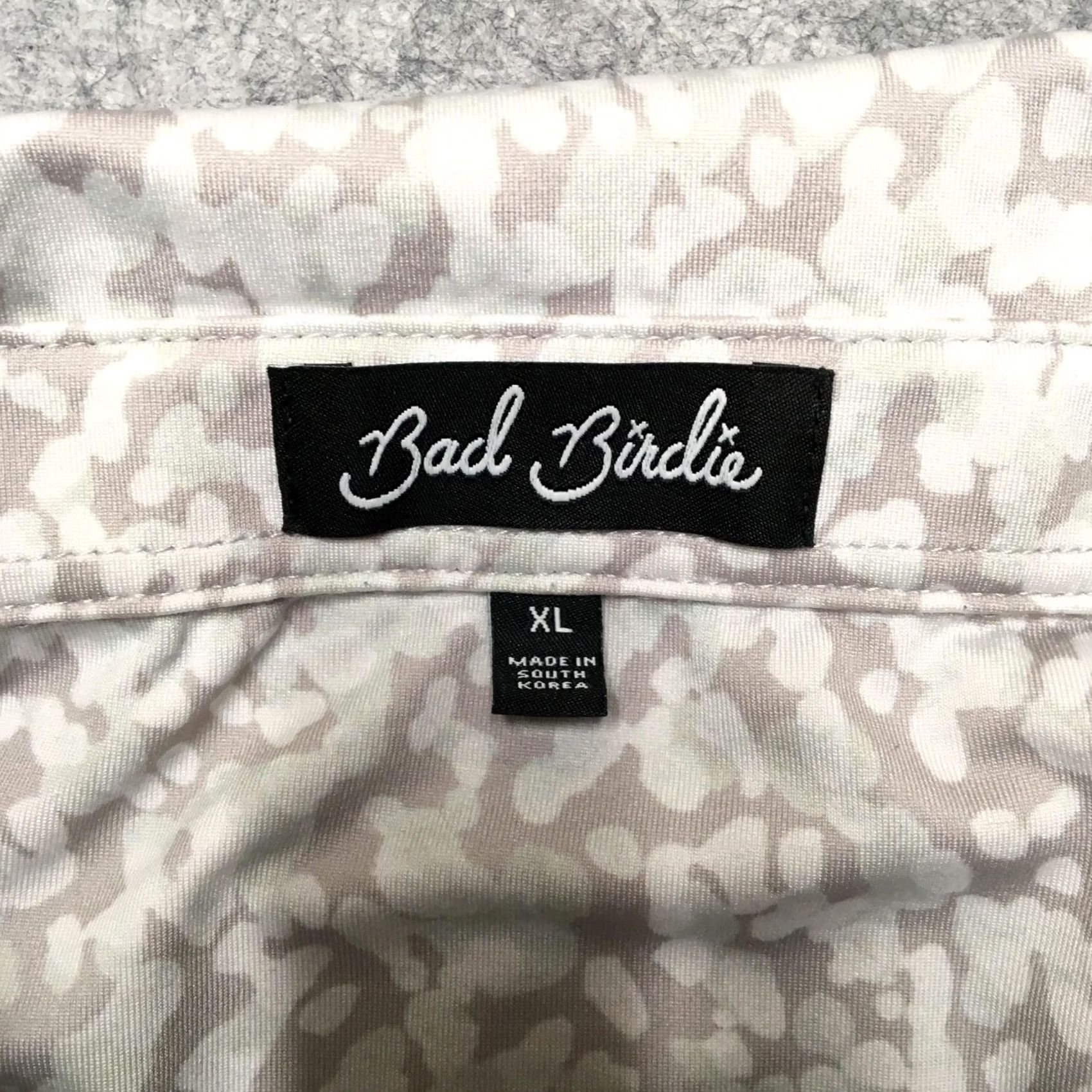 Vintage Bad Birdie Polo Shirt Mens XL Gray Camo Short Sleeve Performance Golf Stretch Polo Shirt Style XL Mens Gray Camouflage Sports Shirt Size US XL / EU 56 / 4 - 5 Thumbnail