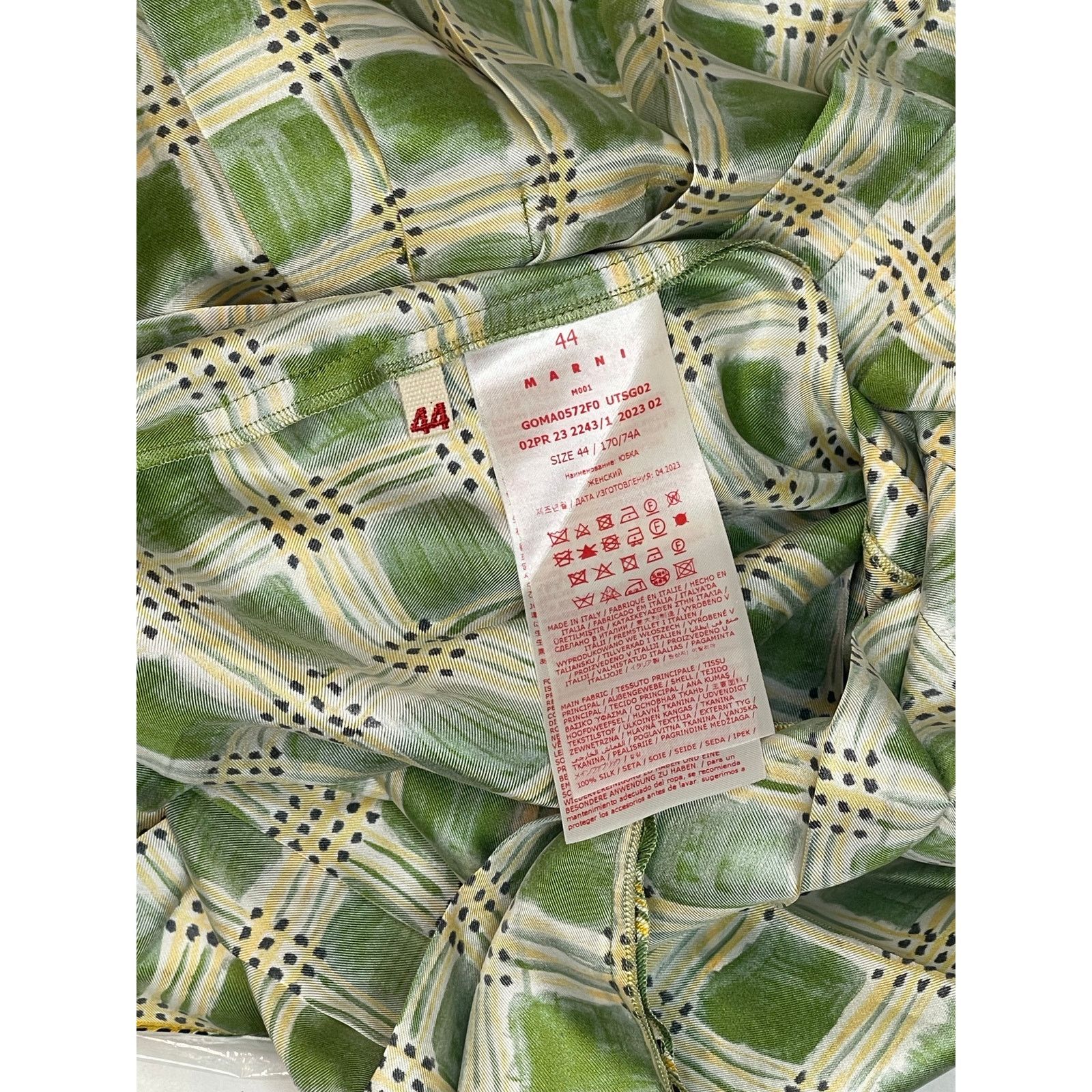 Marni Marni Check Field Silk Skirt, NWT Size 42 Size 28" / US 6 / IT 42 - 6 Thumbnail