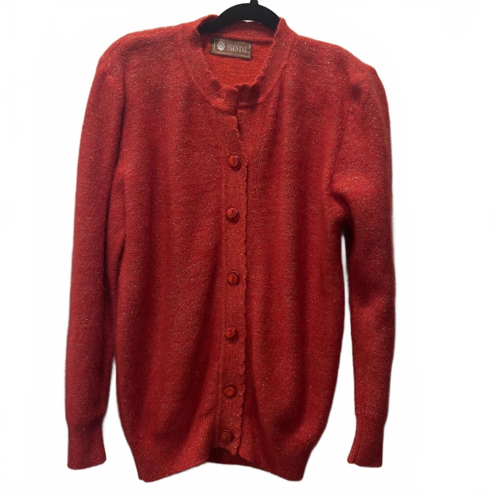 Sears Shental Vintage Red Button-Up Cardigan Sweater Size M / US 6-8 / IT 42-44 - 1 Thumbnail