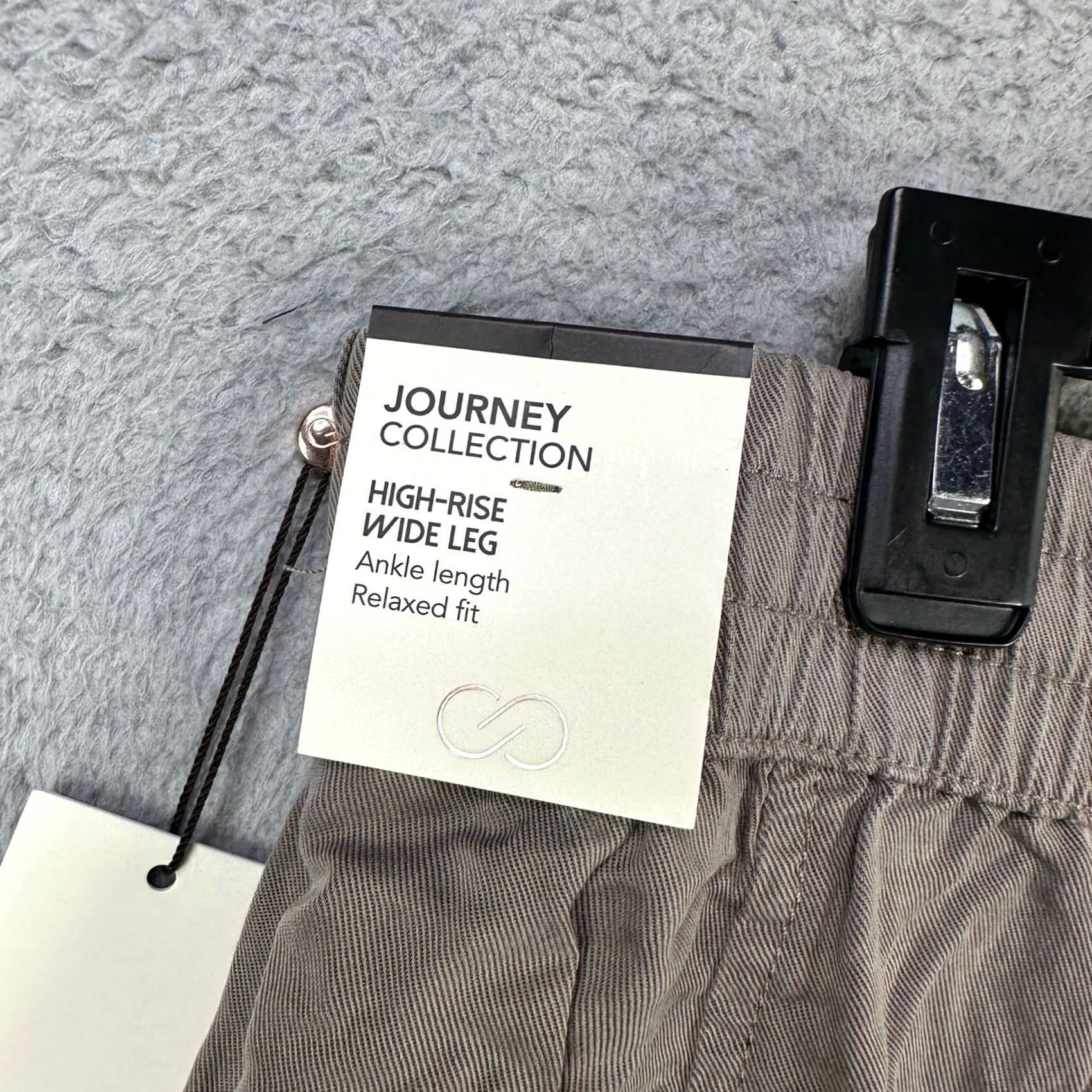 Vintage CALIA Womens Pants Wide-Leg Pull On Gray Large Inseam 25in High Rise Casual Pockets Drawstring Size 36" / US 14 / IT 50 - 6 Thumbnail