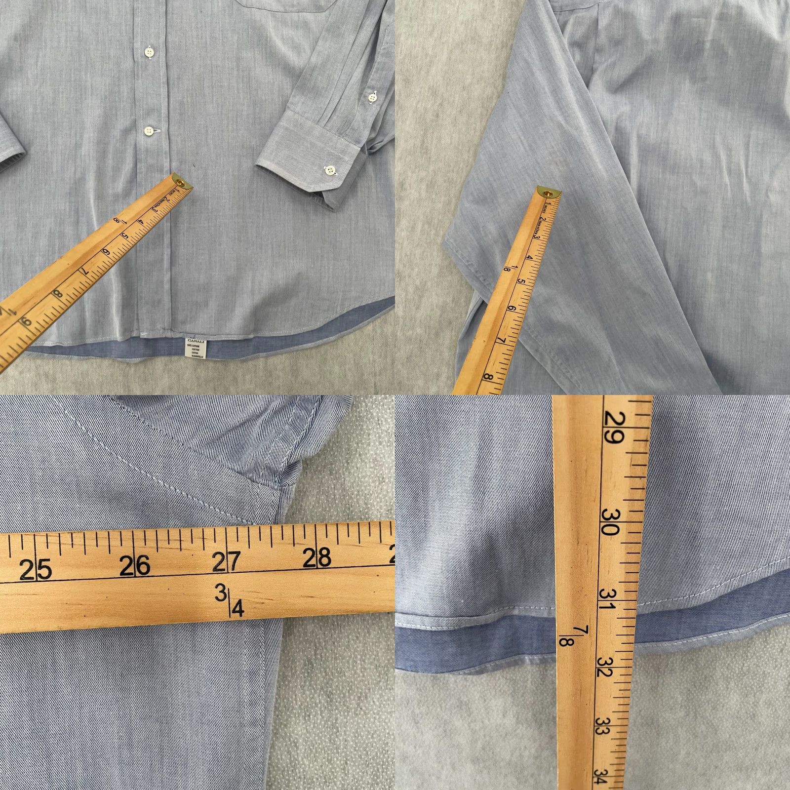 Canali VINTAGE Canali Dress Shirt Men 17.5 Blue Cotton Long Sleeve Collared Italian Classic Size US XL / EU 56 / 4 - 8 Thumbnail