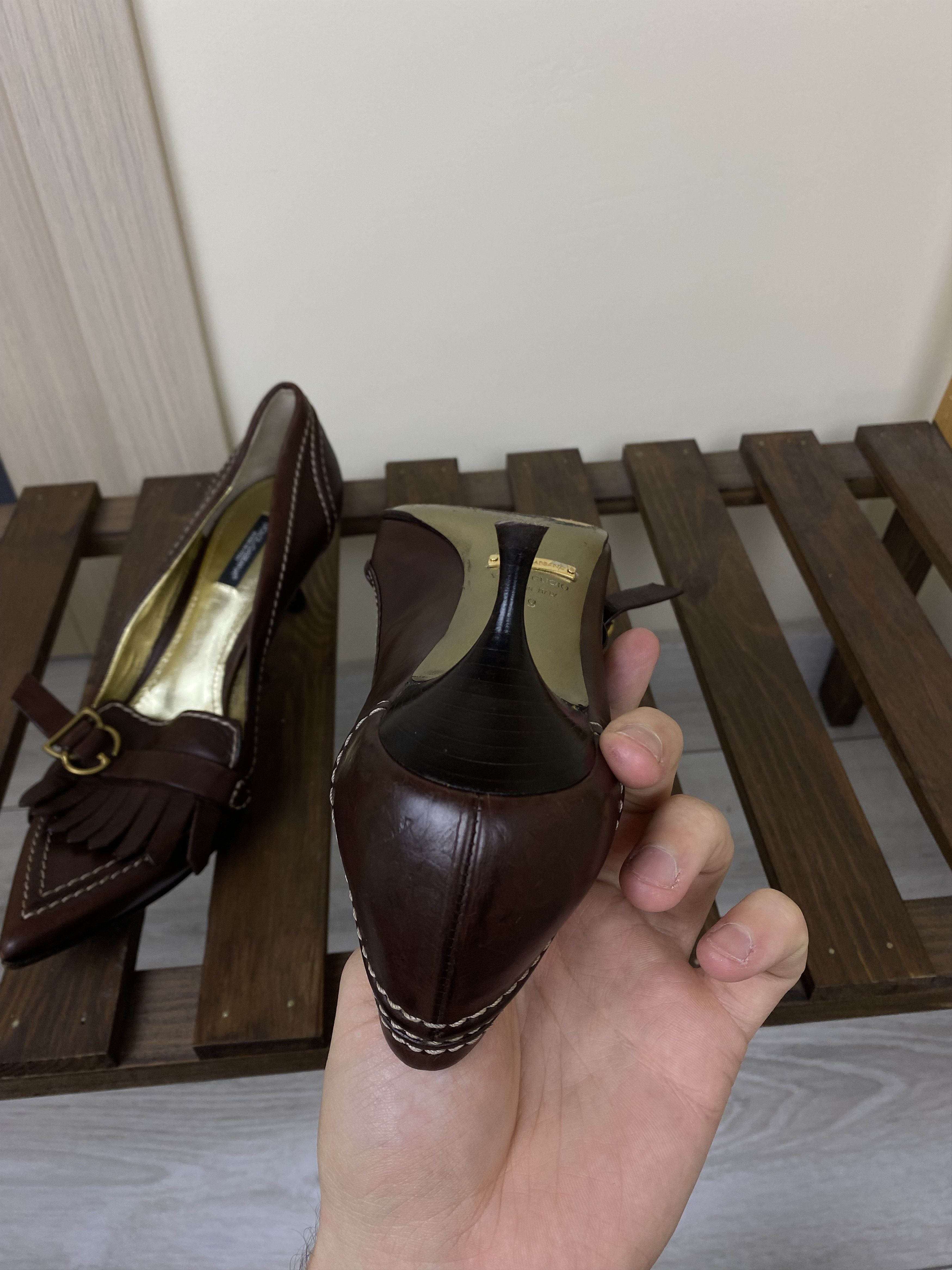 Dolce & Gabbana DOLCE & GABBANA DK BROWN SHOES W/FRINGE BUCKLE Size US 9 / IT 39 - 13 Thumbnail
