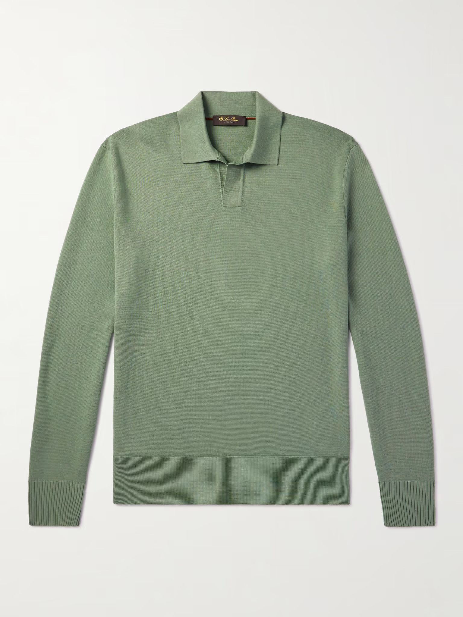 Loro Piana o1w1db10724 Buttonless Wool Polo Shirt in Light Green Size US S / EU 44-46 / 1 - 1 Thumbnail