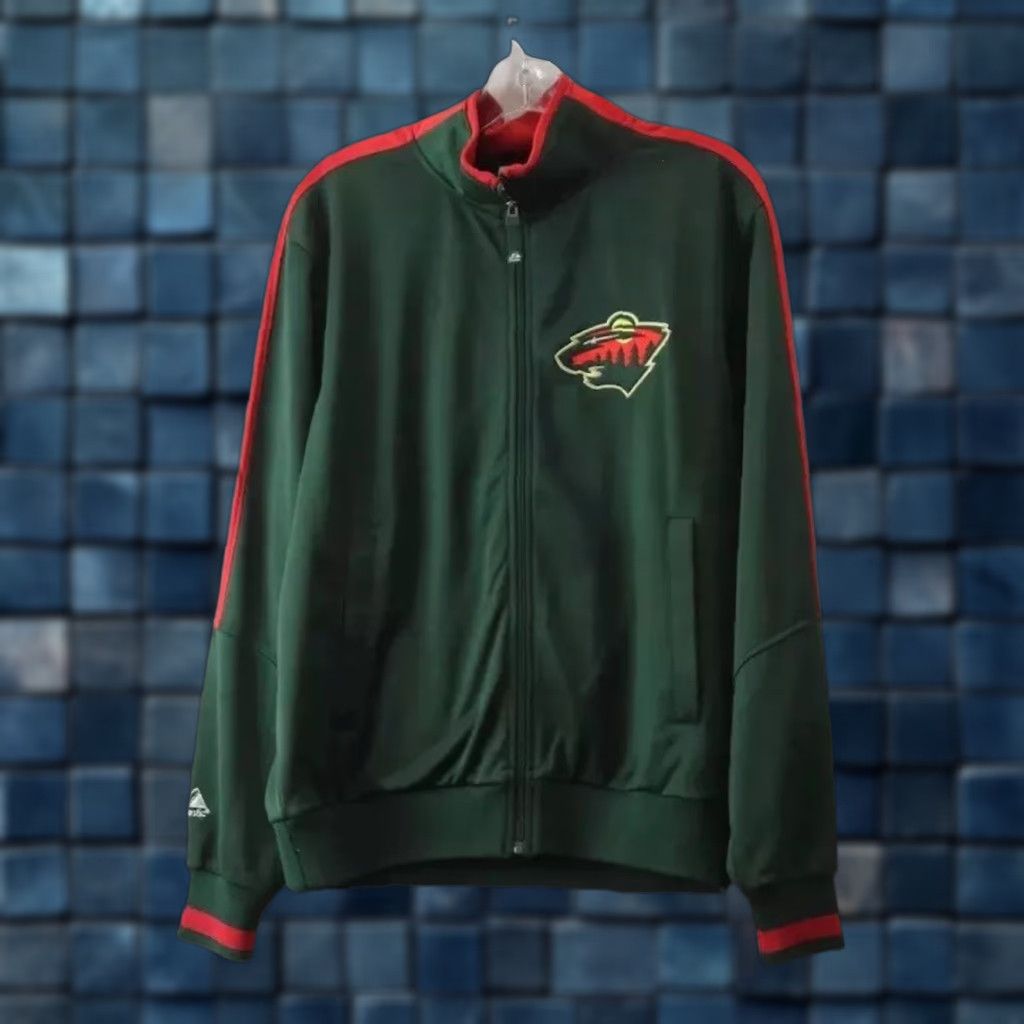 NHL NHL Minnesota Wild Green Graphic ZipUp Track Suit Jacket Mens Small Size S zip full-zip sweatshirt Modern Men’s Green NHL Track Jacket Size 36R - 1 Thumbnail