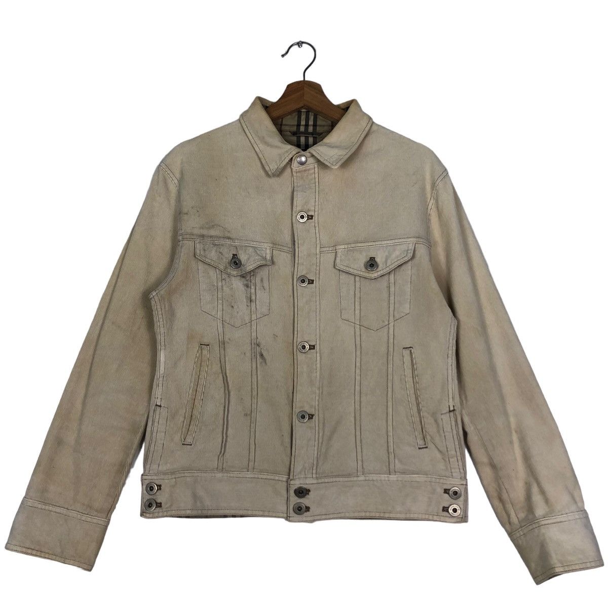 Burberry 🔥Vtg Cropped Biker Jacket Corduroy Burberry Nova Check Size US M / EU 48-50 / 2 - 1 Thumbnail