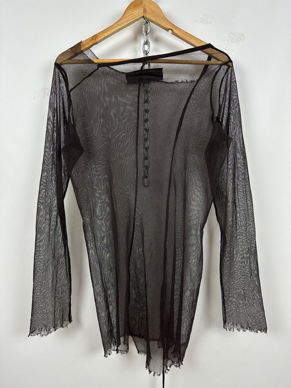 Rundholz Rundholz Brown Asymmetrical Sheer Mesh Long Sleeve Top Size S / US 4 / IT 40 - 2 Thumbnail