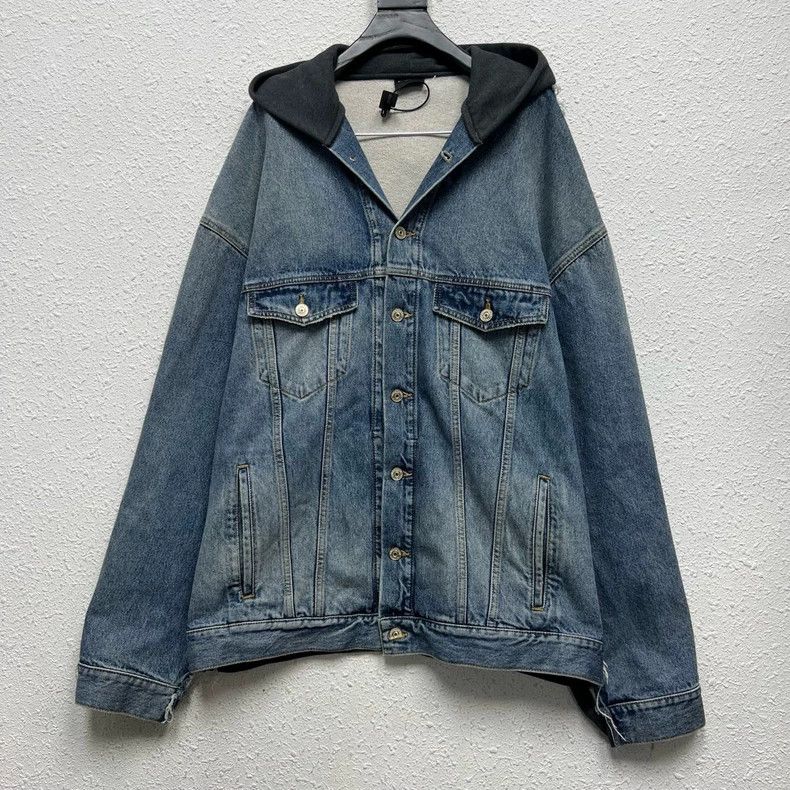 Balenciaga Balenciaga LOGO jacket denim jacket behind splicing hood Size US M / EU 48-50 / 2 - 1 Thumbnail