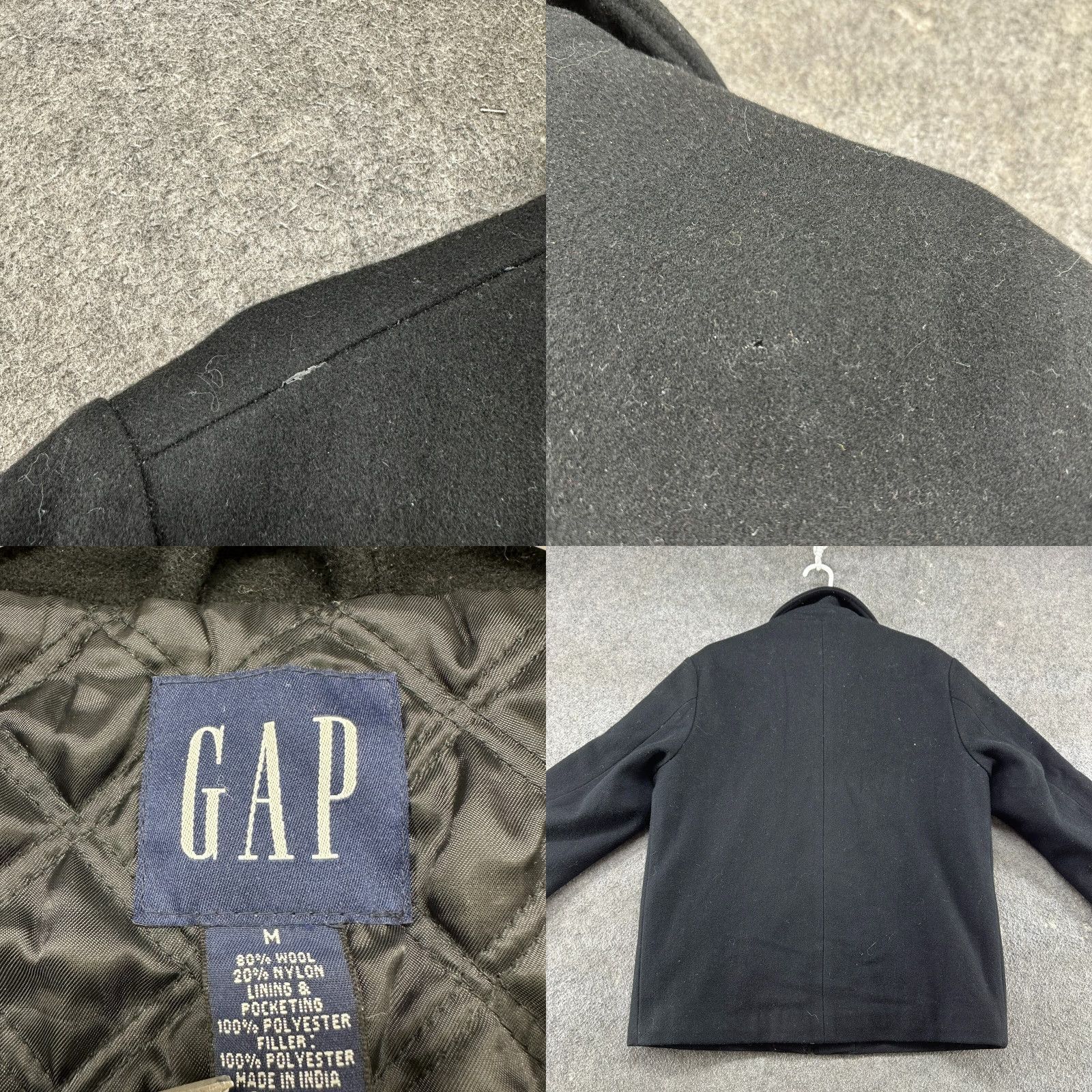 Gap VINTAGE Gap Jacket Mens M Black Wool Quilted Lined Bomber Full Zip Solid Y2K Size US M / EU 48-50 / 2 - 8 Thumbnail