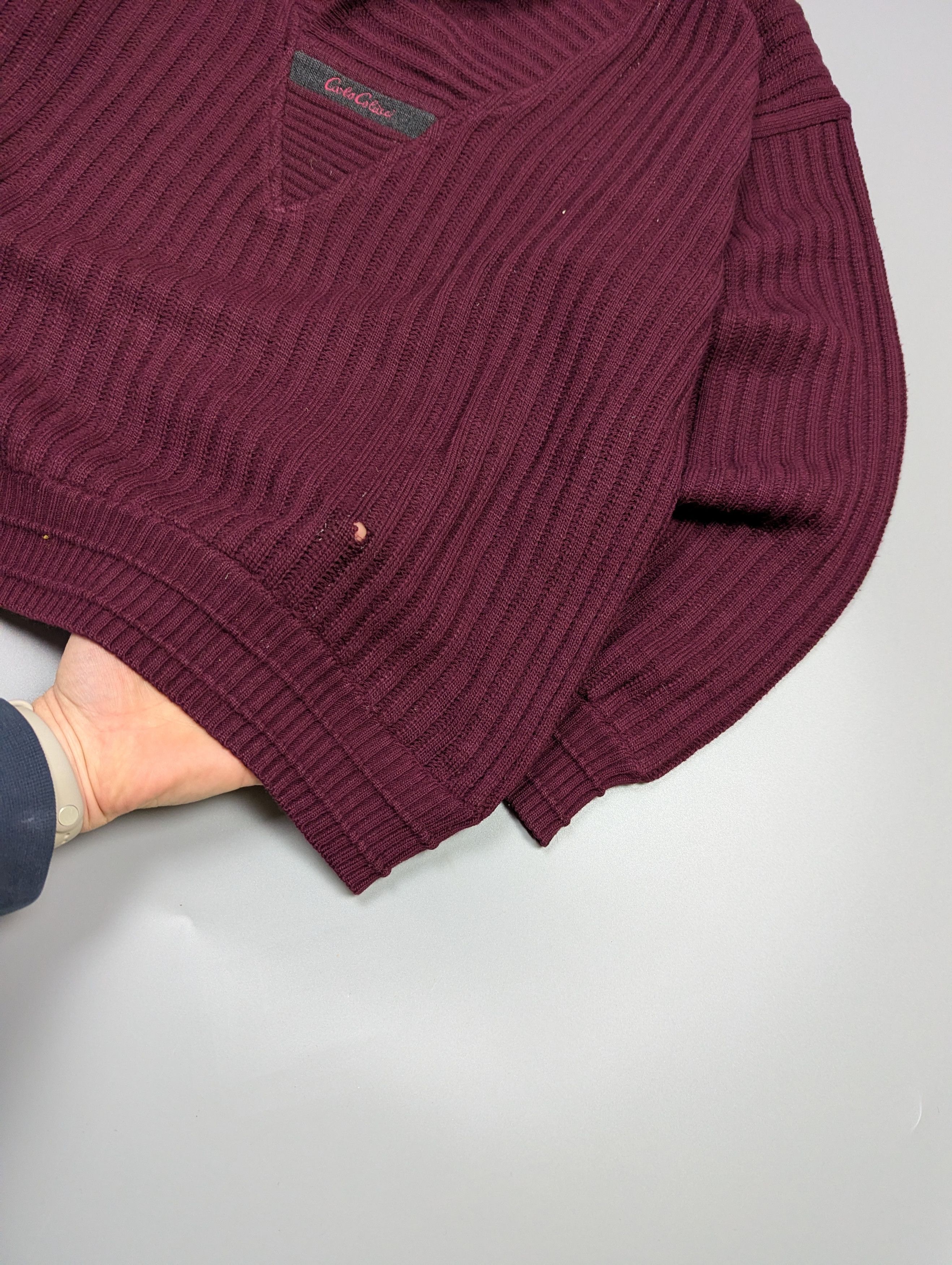 Carlo Colucci Rare 80s Carlo Colucci Germany Wool Sweater Deep Burgundy Size US L / EU 52-54 / 3 - 7 Thumbnail