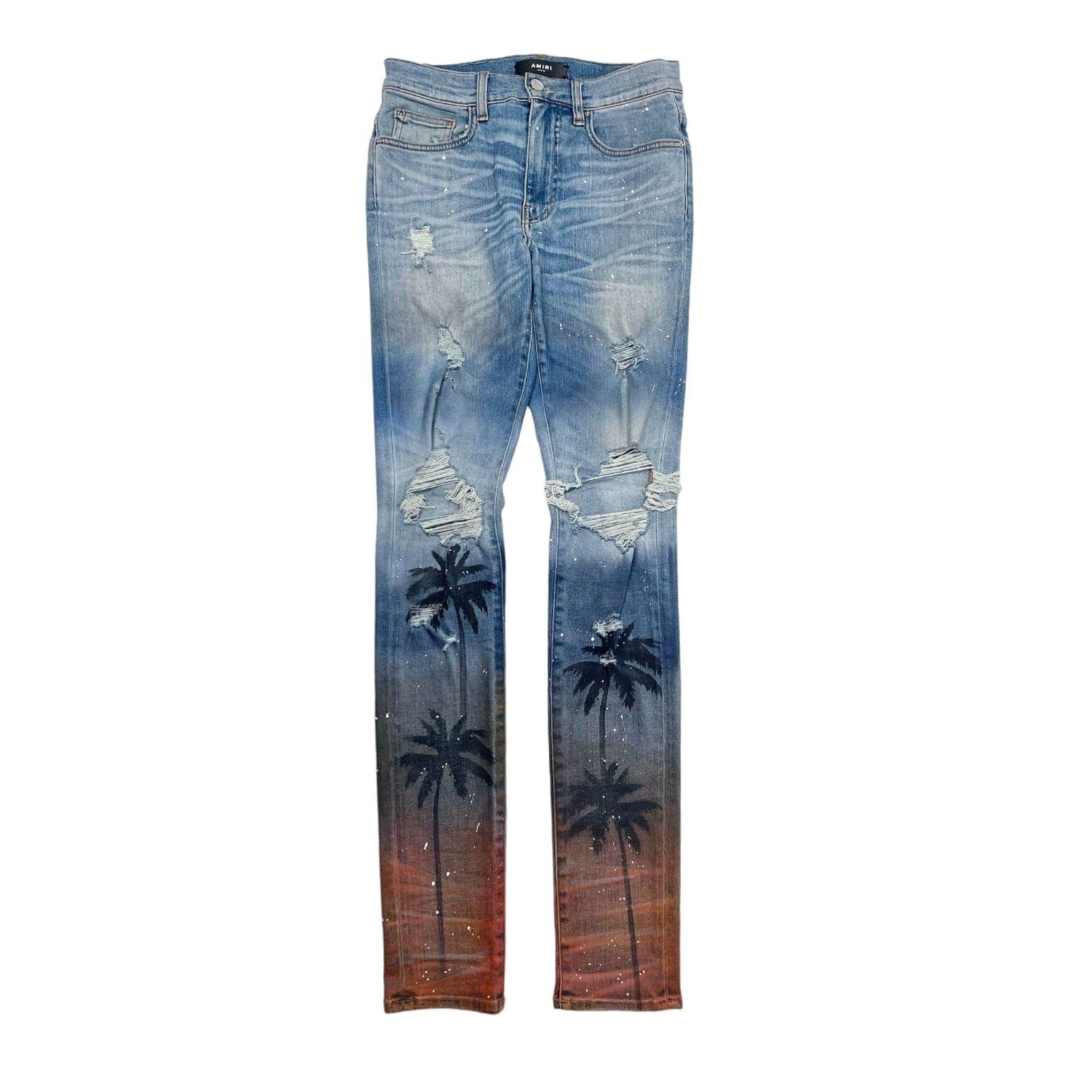 image of Amiri Day Palm Tree Thrasher Jeans Classic Indigo, Men's (Size 30)